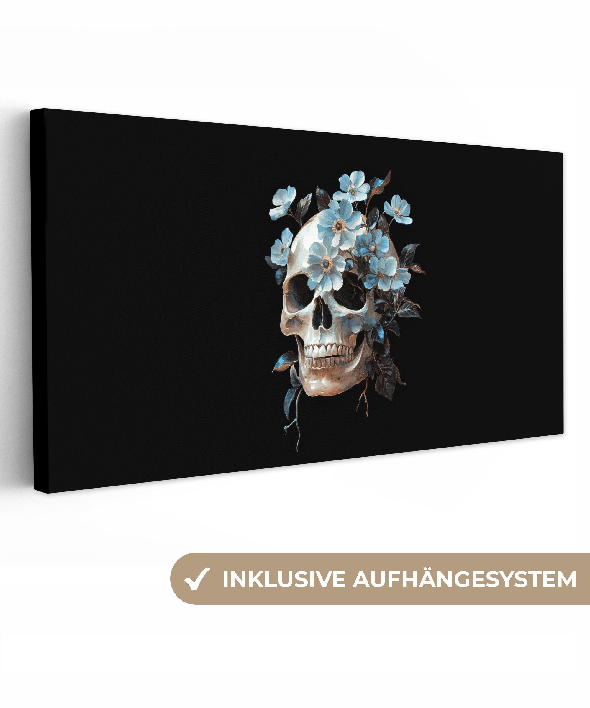 OneMillionCanvasses® Leinwandbild Panorama Totenkopf - Blau günstig online kaufen