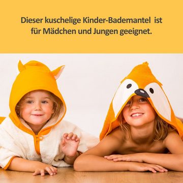 Smithy Kinderbademantel Fuchs mit Druckknopfverschluss, Frottee, Kapuze, Knöpfe, made in Europe