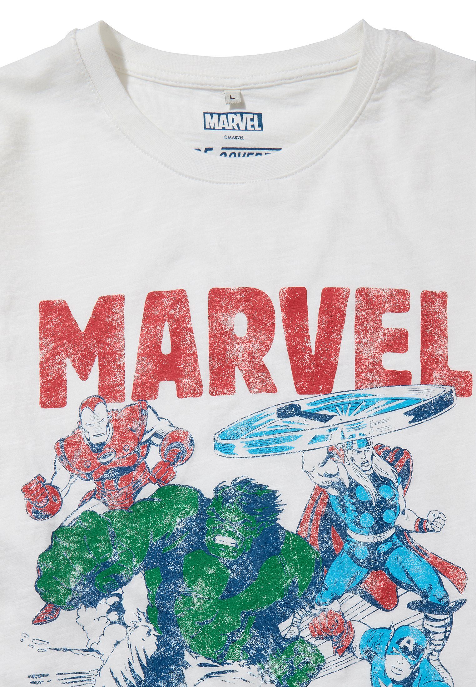 Iron Man, America Bio-Baumwolle White T-Shirt zertifizierte Captain GOTS Marvel The Hulk & Thor, Recovered
