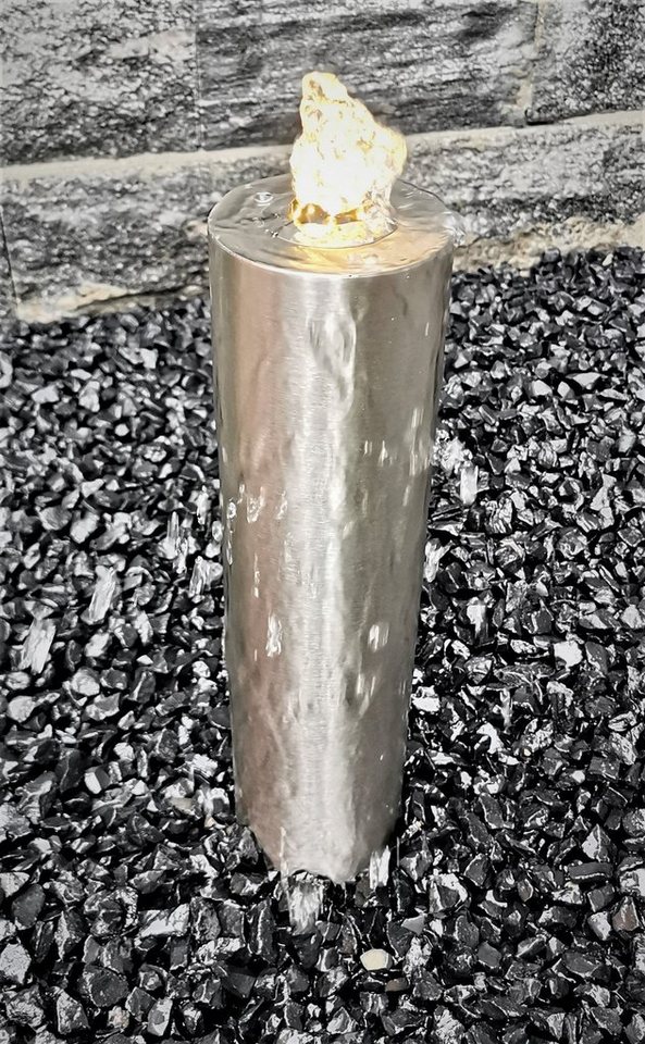 Thumbnail - Jürgen Bocker - Gartenambiente Gartenbrunnen Säulenbrunnen rund 10/10 cm Edelstahl matt Höhe 40-100 cm LED Garten