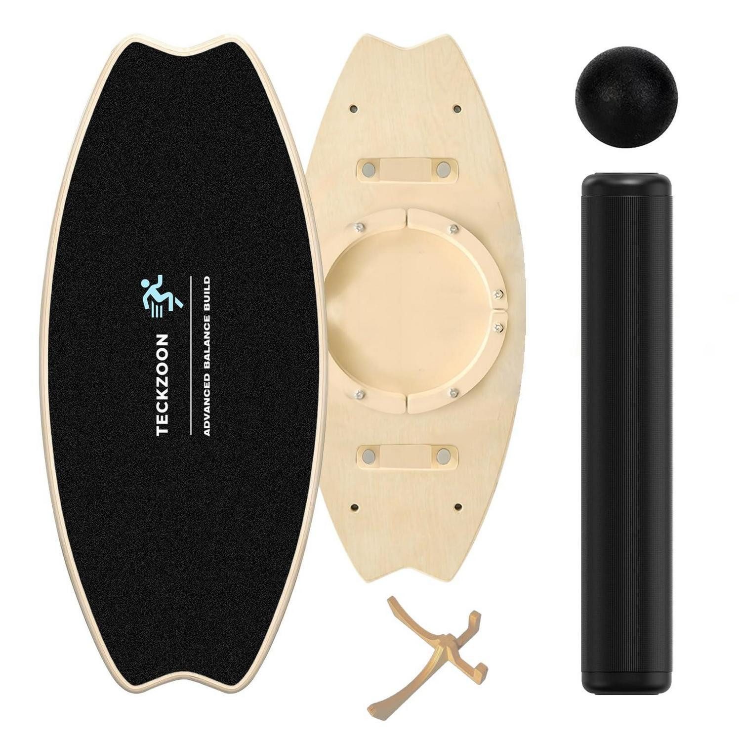 LuxusKollektion Balanceboard Balance Board Holz Profi 3in1 mit Rolle & Ball