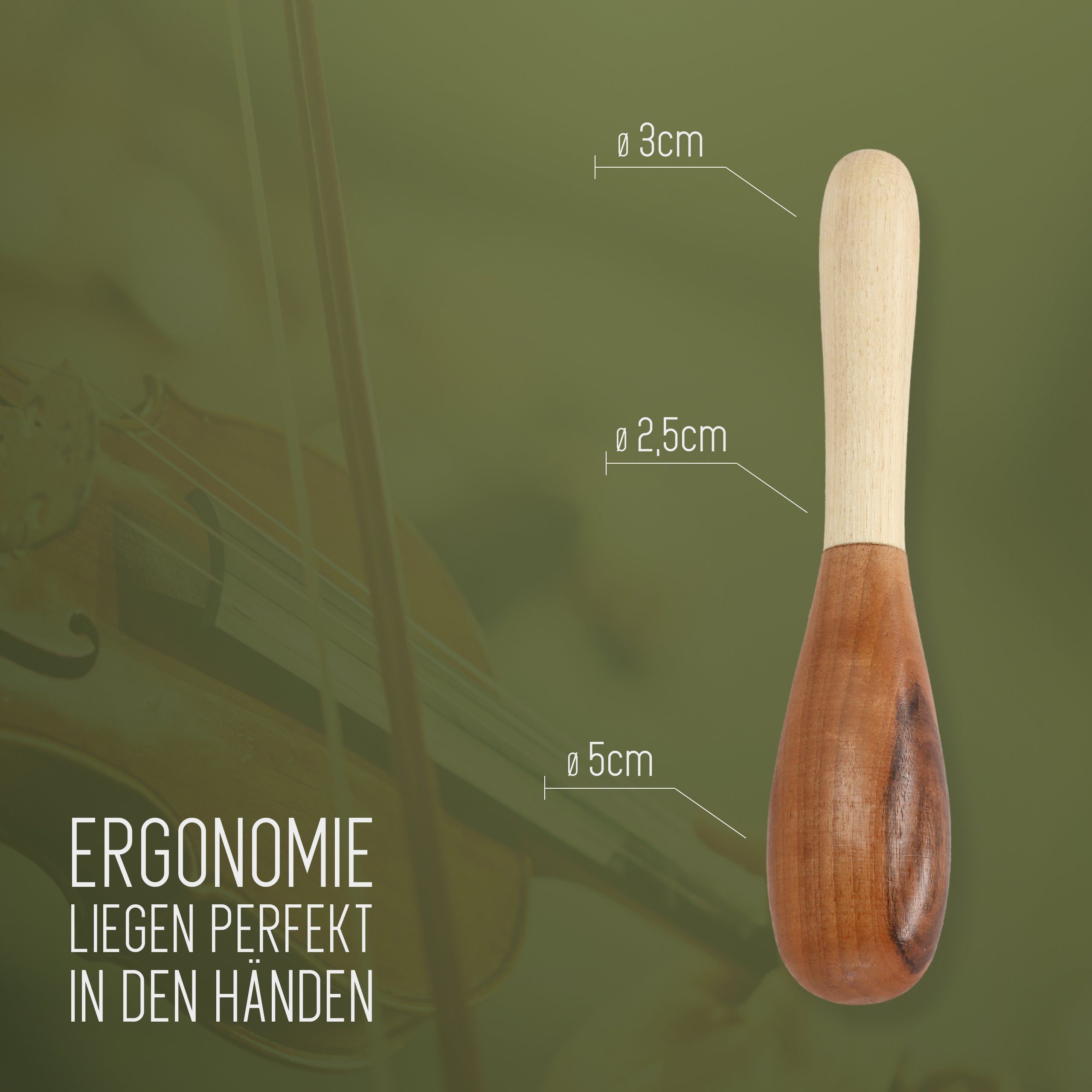 Lantelme Massageroller Massagestab Holz Xl 26cm lang Körper Entspannung für Frauen und Männer, Massage Becken Rücken Schulter Nacken Massagegerät Walnussholz – Bild 5 von 5