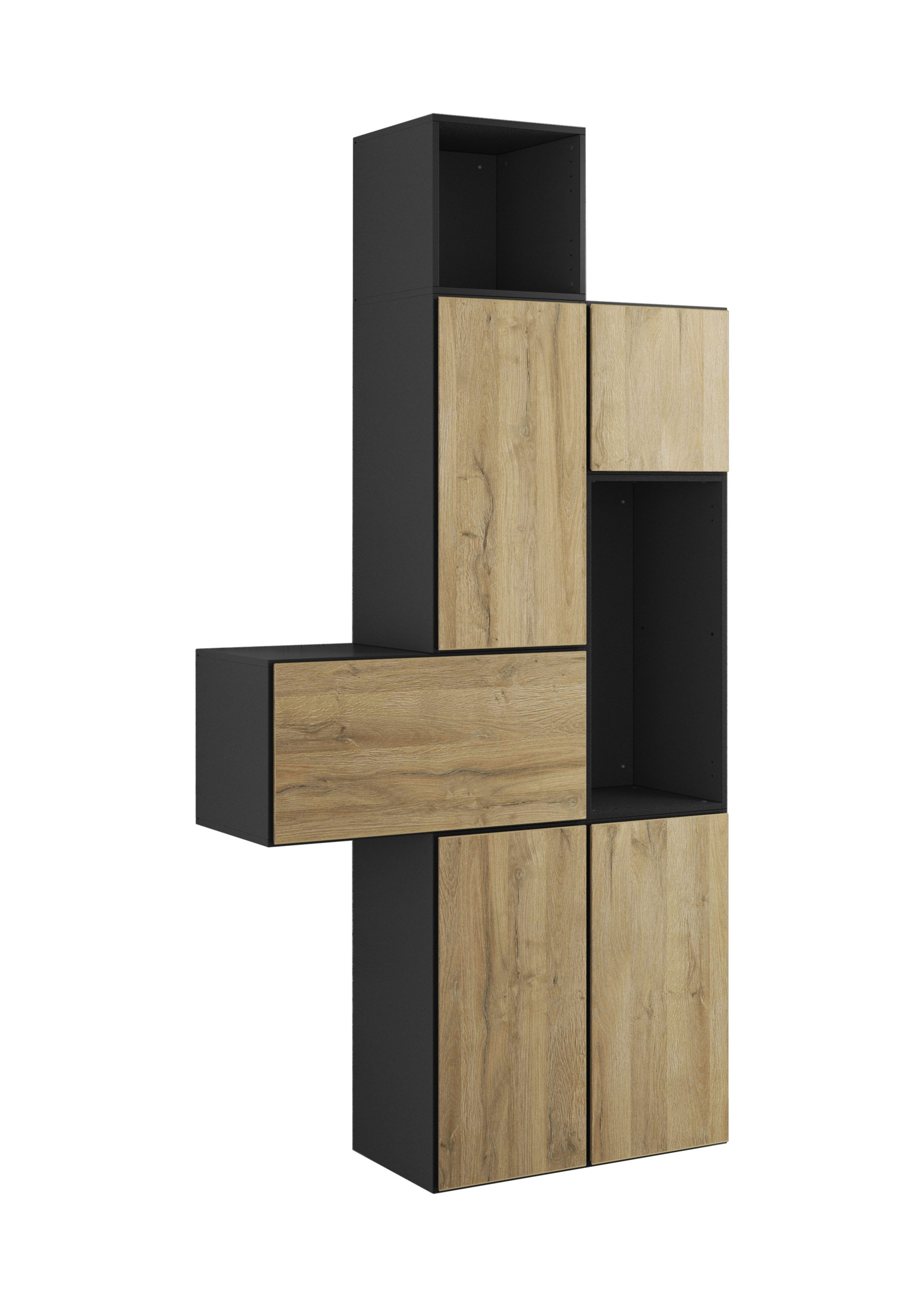 BMG Möbel Schrank-Set Modul+, (7 tlg. 114 x 228 x 38 cm), Wohnzimmerschrank Set mit Soft-Close, Made in Germany