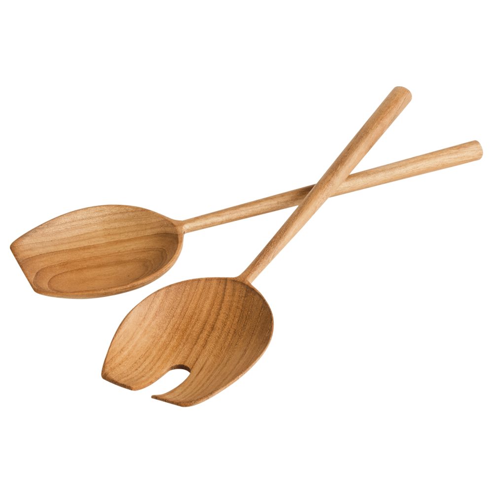 Holz-Leute Salatbesteck 30 cm Teak Salat Besteck Servierbesteck (Set, 2-tlg., Salatlöffel, Salatgabel), aus einem Stück gefertigt, formschön, handarbeit