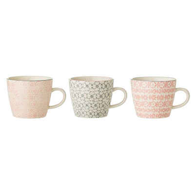 Bloomingville Tasse Cécile Mug, Rose, Stoneware, Keramik, 3er Set, 300 ml, Kaffeetassen, Teetassen, skandinavisches Design, Rose