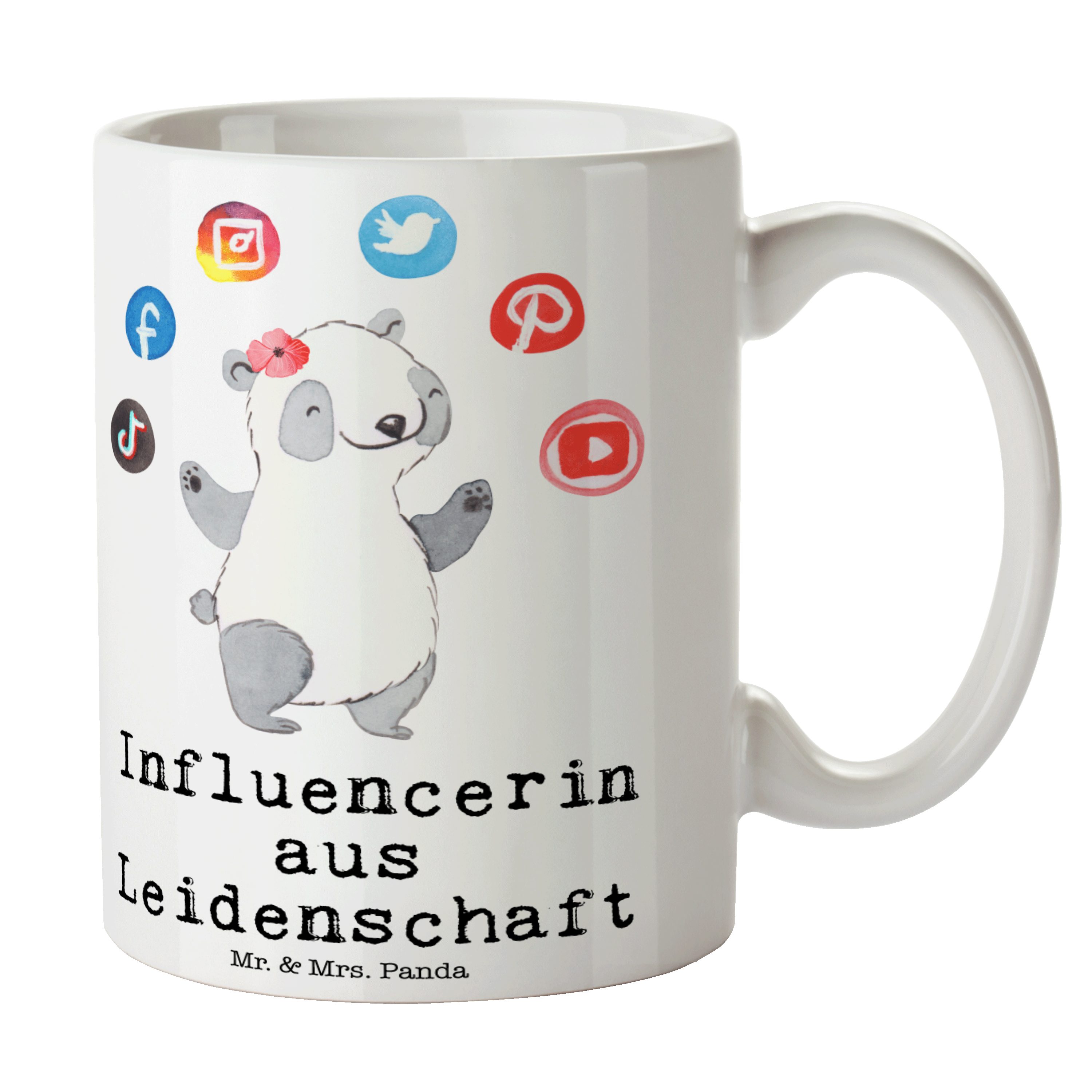 Mr. Influencerin Tasse, Geschenk, Becher, - Weiß Mrs. Büro Leidenschaft - & Panda Keramik aus Tasse
