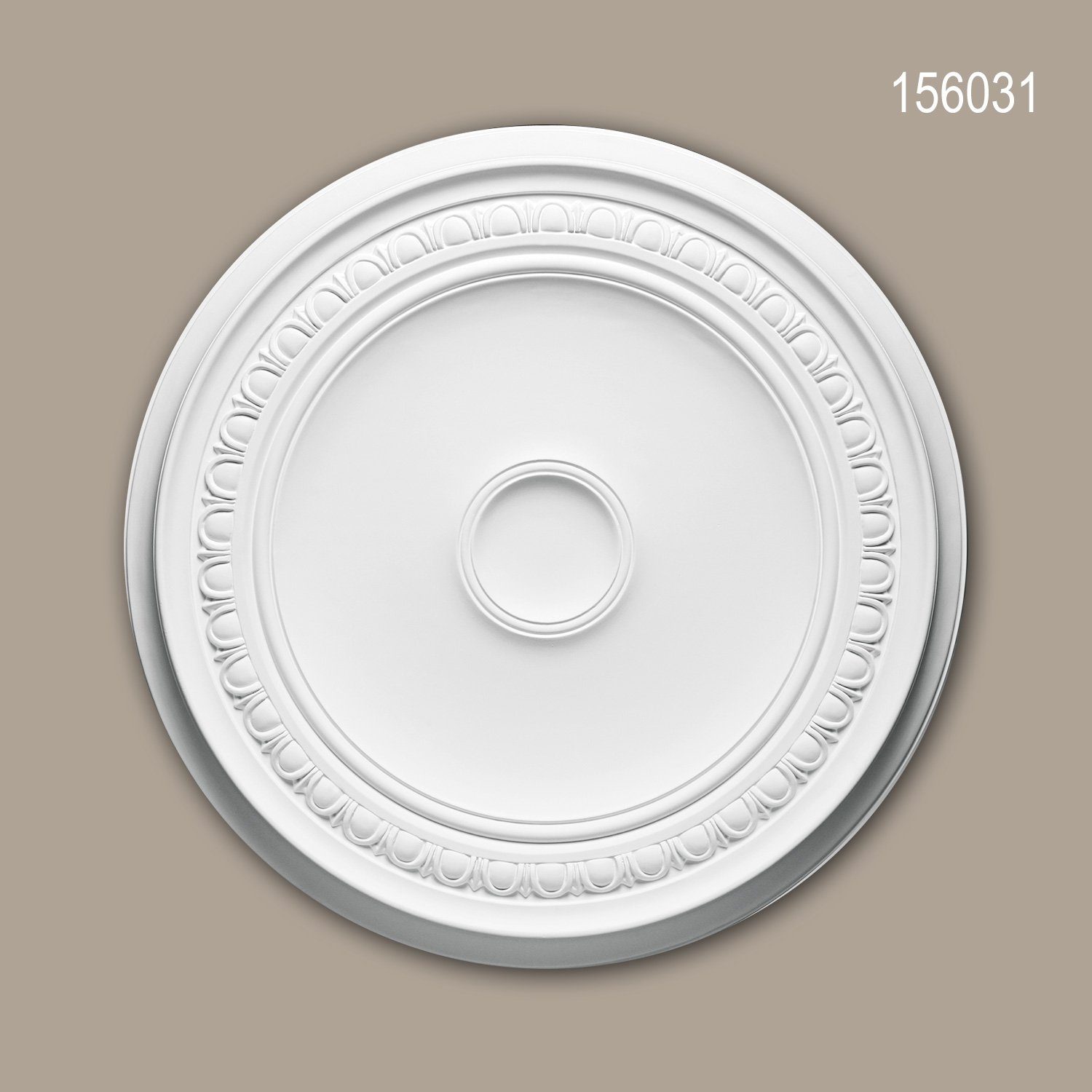 Profhome Decken-Rosette 156031 (Rosette, 1 St., Deckenrosette, Medallion, Stuckrosette, Deckenelement, Zierelement, Durchmesser 61,5 cm), weiß, vorgrundiert, Stil: Zeitlos / Klassisch