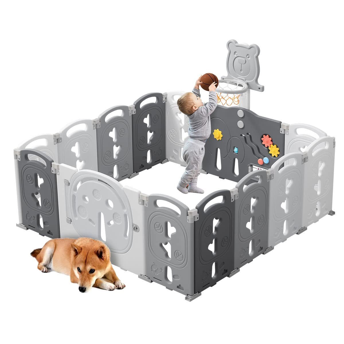 YOLEO Laufgitter Baby Laufstall Faltbar Krabbelgitter günstig online kaufen
