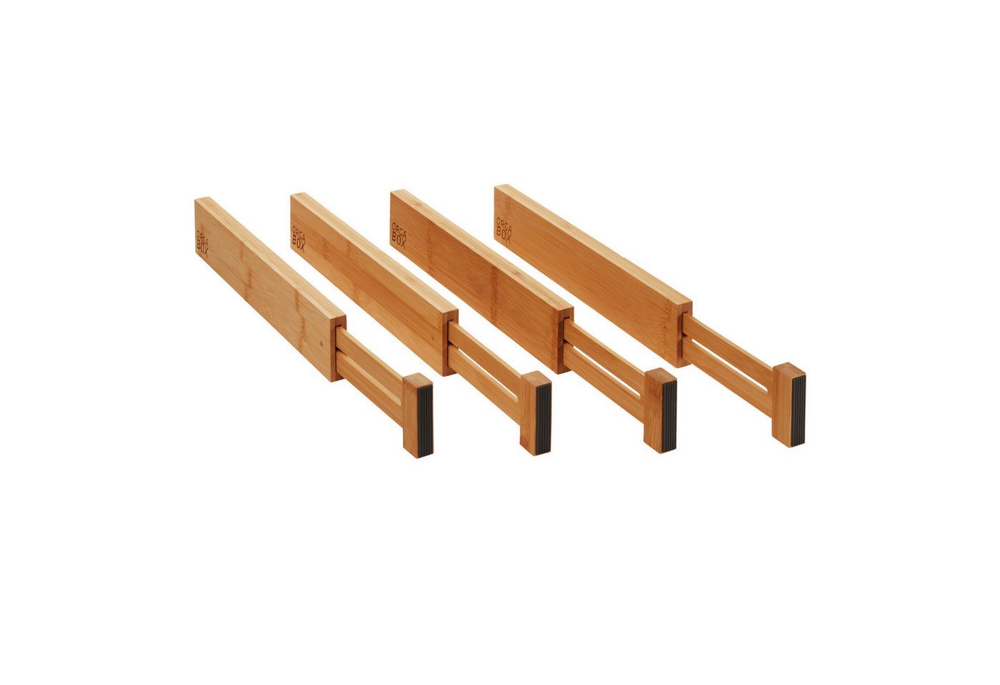 SO-TECH® Besteckeinsatz 4-teiliges ORGA-BOX Bambus Schubladen Trennsystem (Sparset, 4 St), 354 - 482 mm Schubladentrenner, mit Federmechanismus