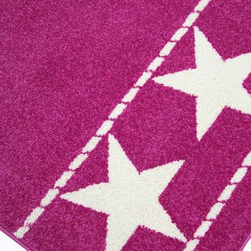 Kinderteppich Kinderteppich Spielteppich Kinderzimmer Teppich Stern pink creme, Carpetia, rechteckig, Höhe: 9 mm