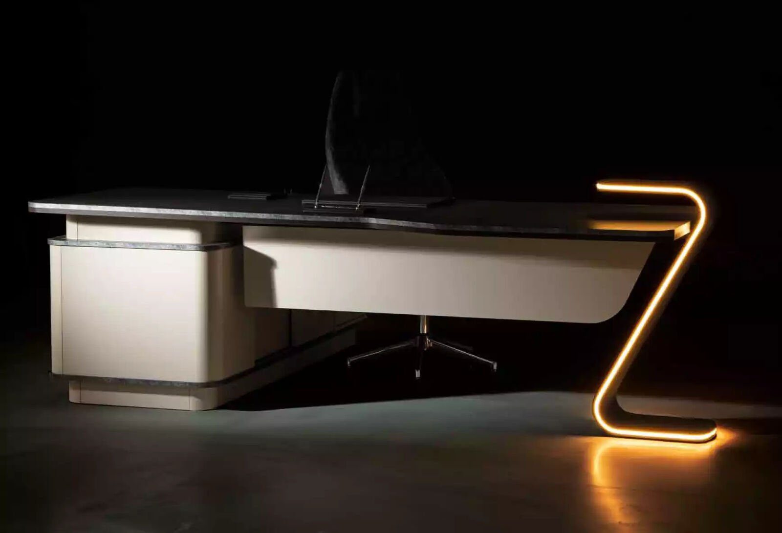 JVmoebel Eckschreibtisch Schreibtisch LED Beleuchtet Design Tisch Büro Einrichtung Tische 250cm, Made In Europe