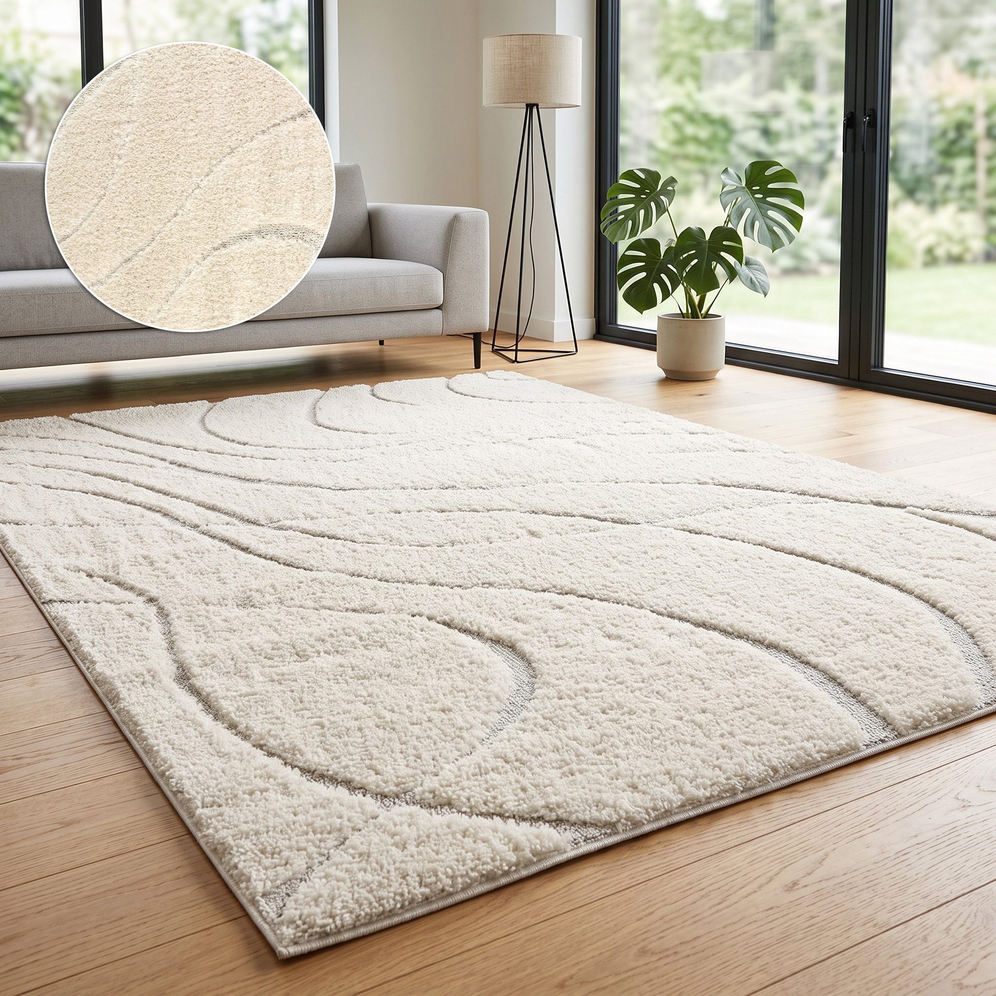 OTTO home Teppich Lavia, Wellenmuster, Hoch-Tief, rechteckig, Höhe: 20 mm, Linienmuster, modernes Design, 3D Optik, Designteppich, Wohnzimmer
