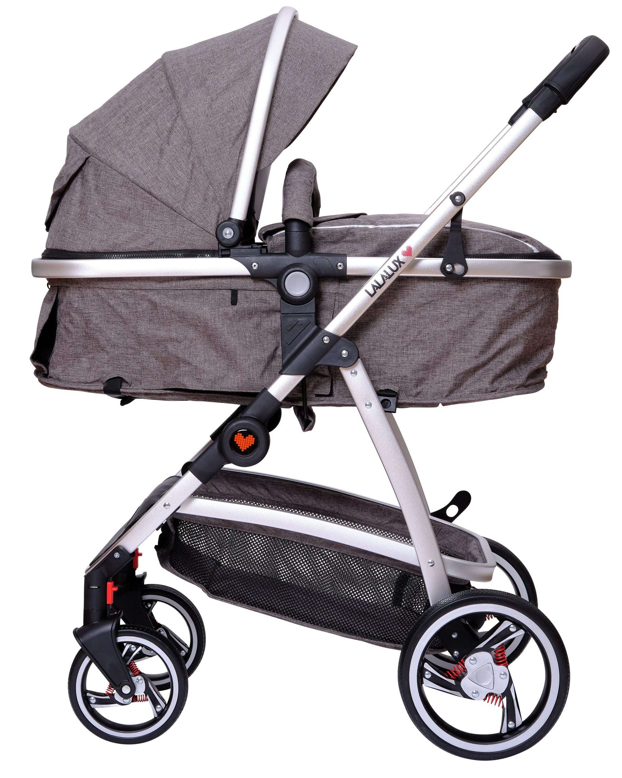 3 Kinderwagen Material Lalalux wetterfestem Kombi-Kinderwagen, Dunkelgrau und Kombi-Kinderwagen aus in 1 Babyboomer, atmungsaktivem