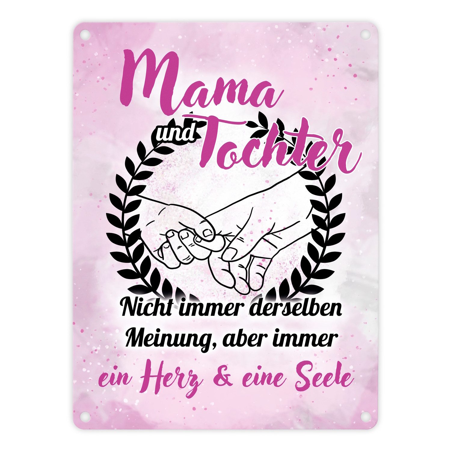 Metallschild Mama und Tochter - ein Herz & eine Seele Metallschild in 15x20 cm