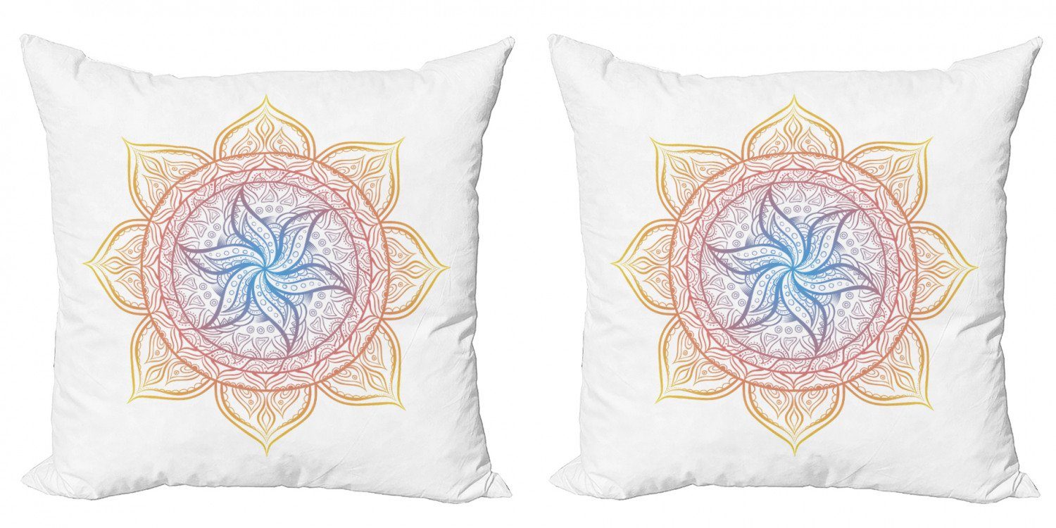 Doppelseitiger (2 Stück), Kissenbezüge Abakuhaus Digitaldruck, Accent Regenbogen-Mandala Blumen-Blüte Modern