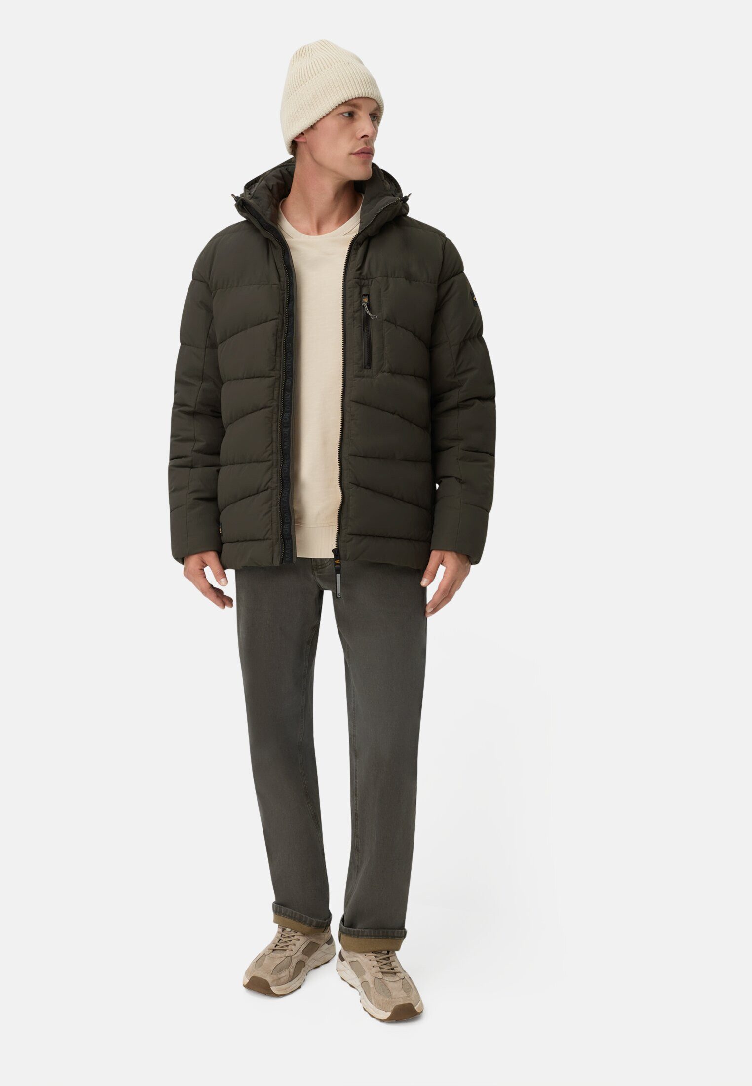 camel active Winterjacke mit abnehmbarer Kapuze Langarm