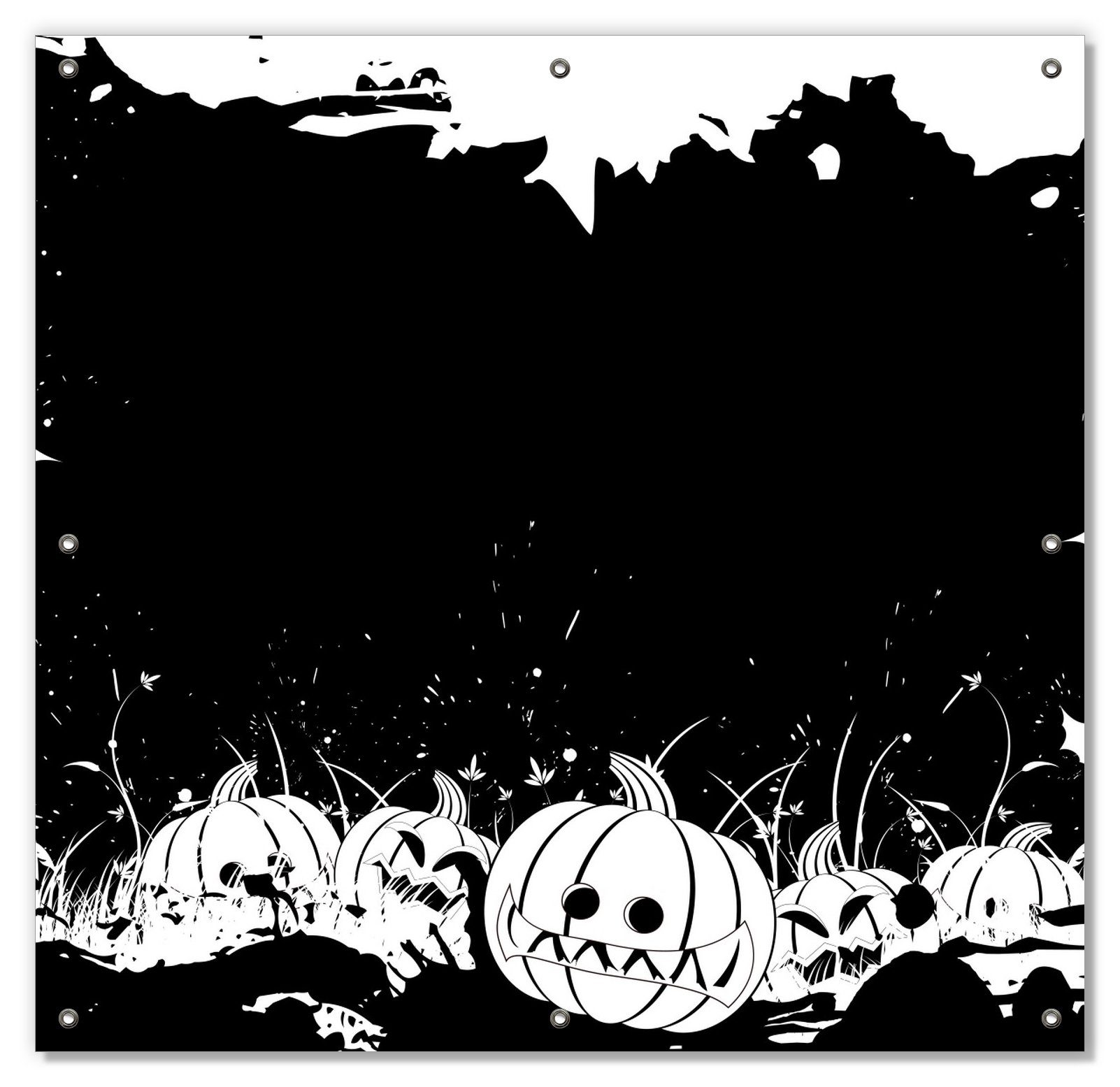 Sonnenschutz Halloween - Kürbisse und Fledermäuse in schwarz-weiß, Comic Stil, Wallario, blickdicht, mit Saugnäpfen, wiederablösbar und wiederverwendbar