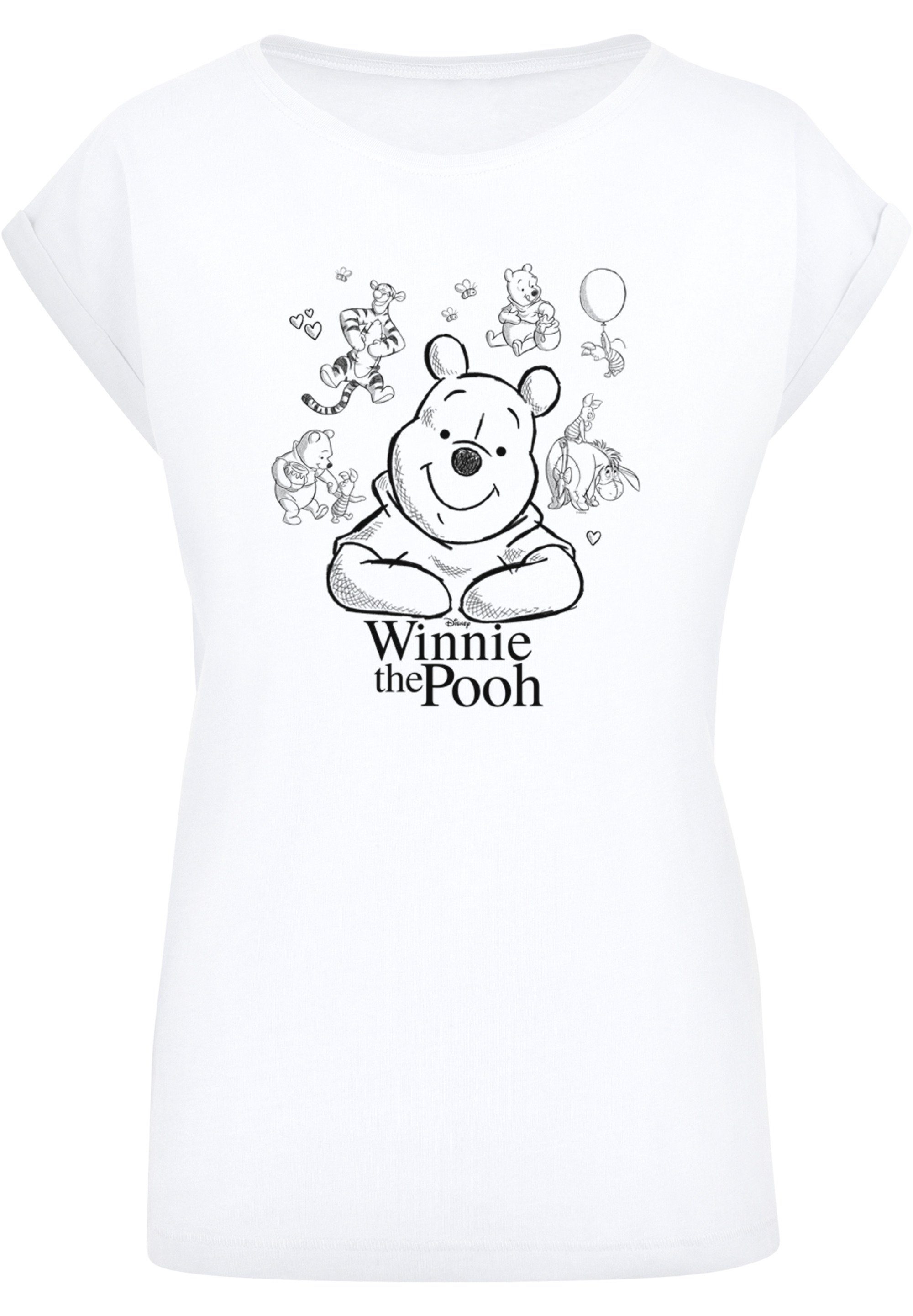 Print, Sketch Bär T-Shirt Winnie Collage Disney Puuh Der Offiziell lizenziertes T-Shirt F4NT4STIC