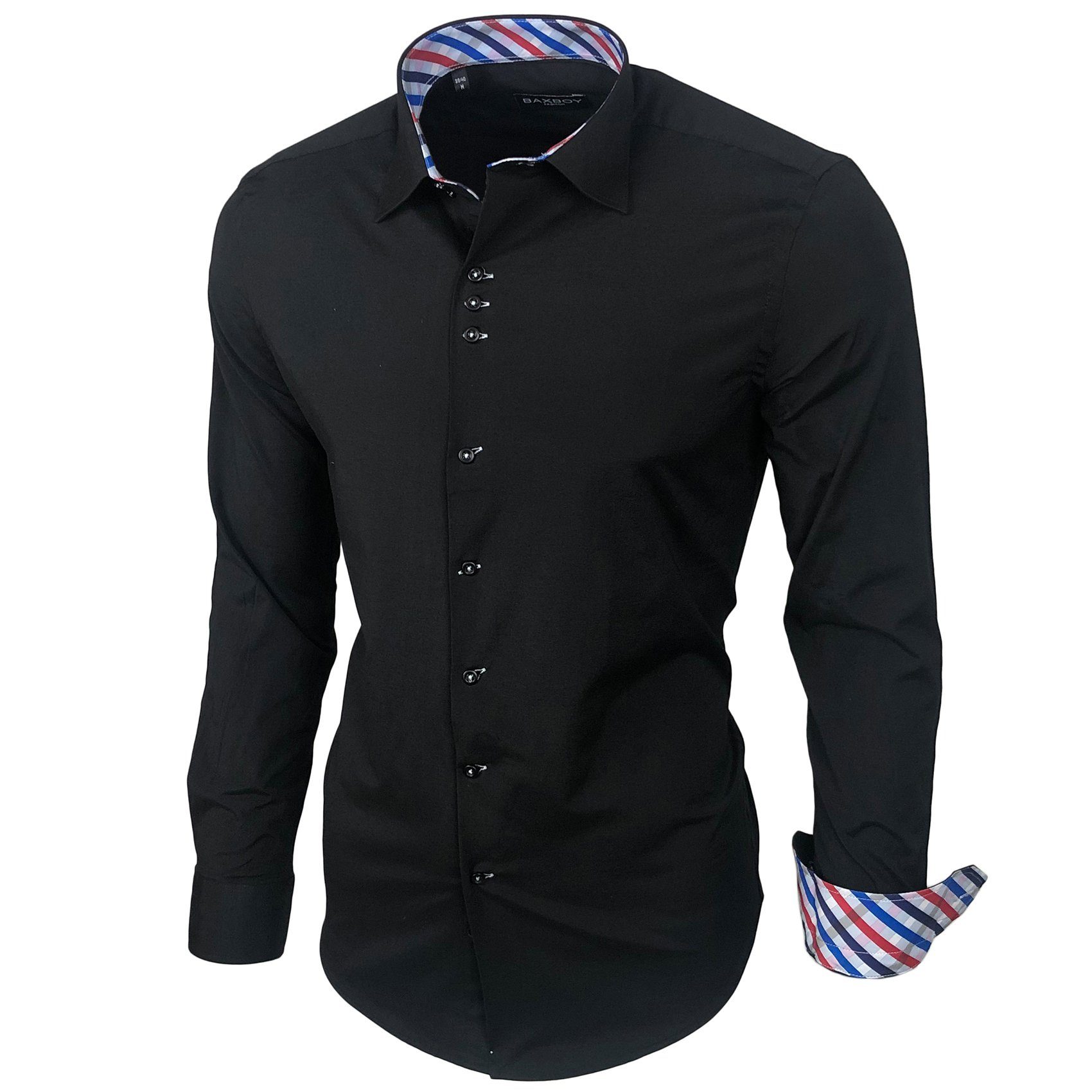 Baxboy Langarmhemd Baxboy Herren Kariert Hemd Kentkragen Langarm Business K günstig online kaufen