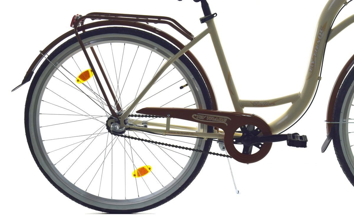 T&Y Trade City Bike 28 inch Girls'/Women's City Bicycle 3-Speed ​​Nexus Reflex Beige, 3-Speed ​​Shimano Hub Gears, Coaster Brake, Luggage Rack, Lights, 3 Nexus Gears, Kickstand, Basket