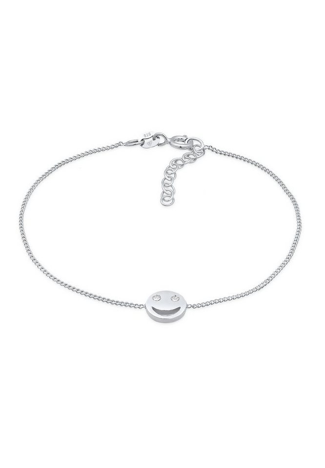 Elli Armband mit Smile Face und Kristalle 925 Silber, Cooles Smiling-Armband  für Frauen und Mädchen