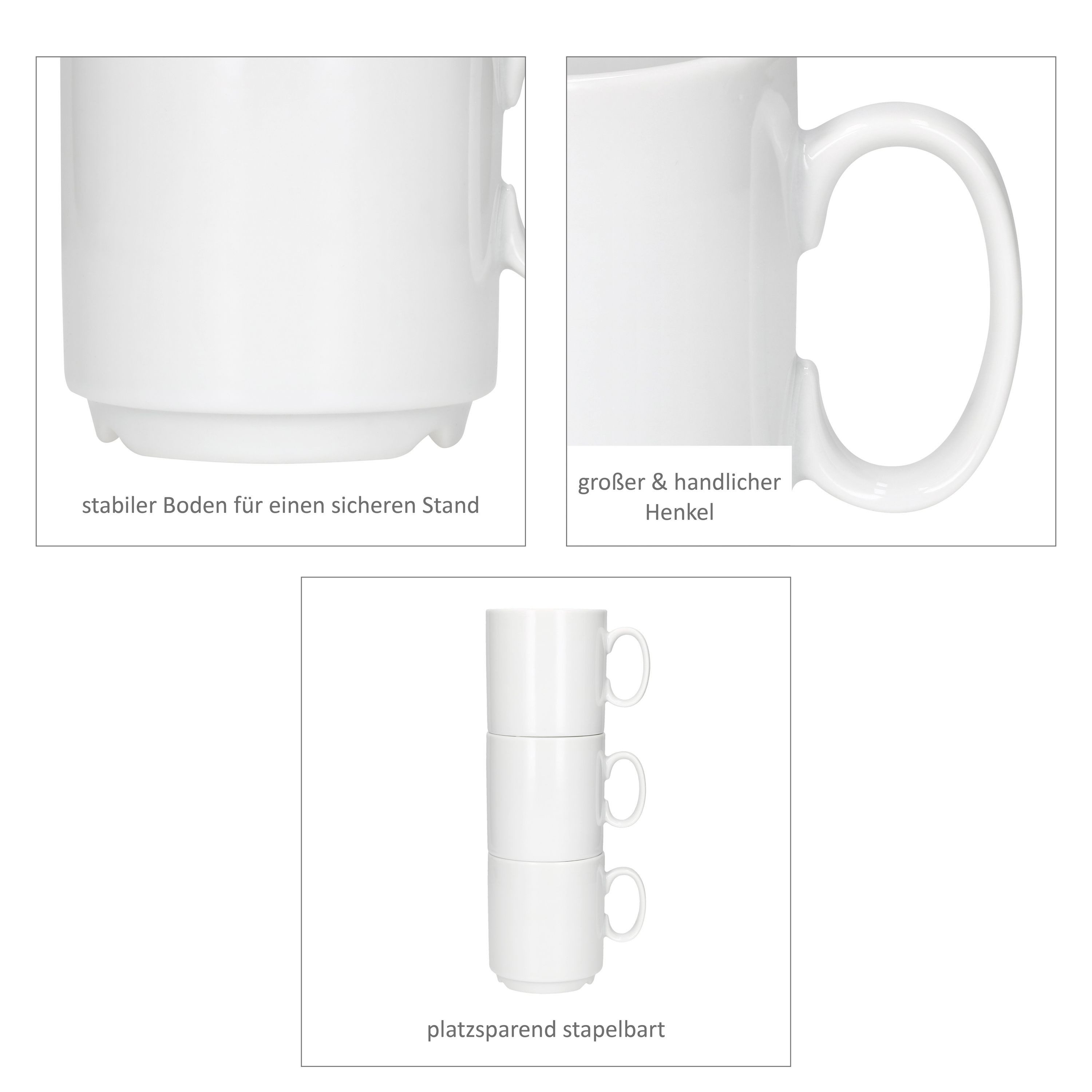 MamboCat Becher 24er Set Event Kaffeebecher 250ml weiß Porzellan-Tassen stapelbar, Porzellan – Bild 5 von 5