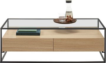 MCA furniture Couchtisch Evora, mit Glas und 2 Schubladen mit Push to open