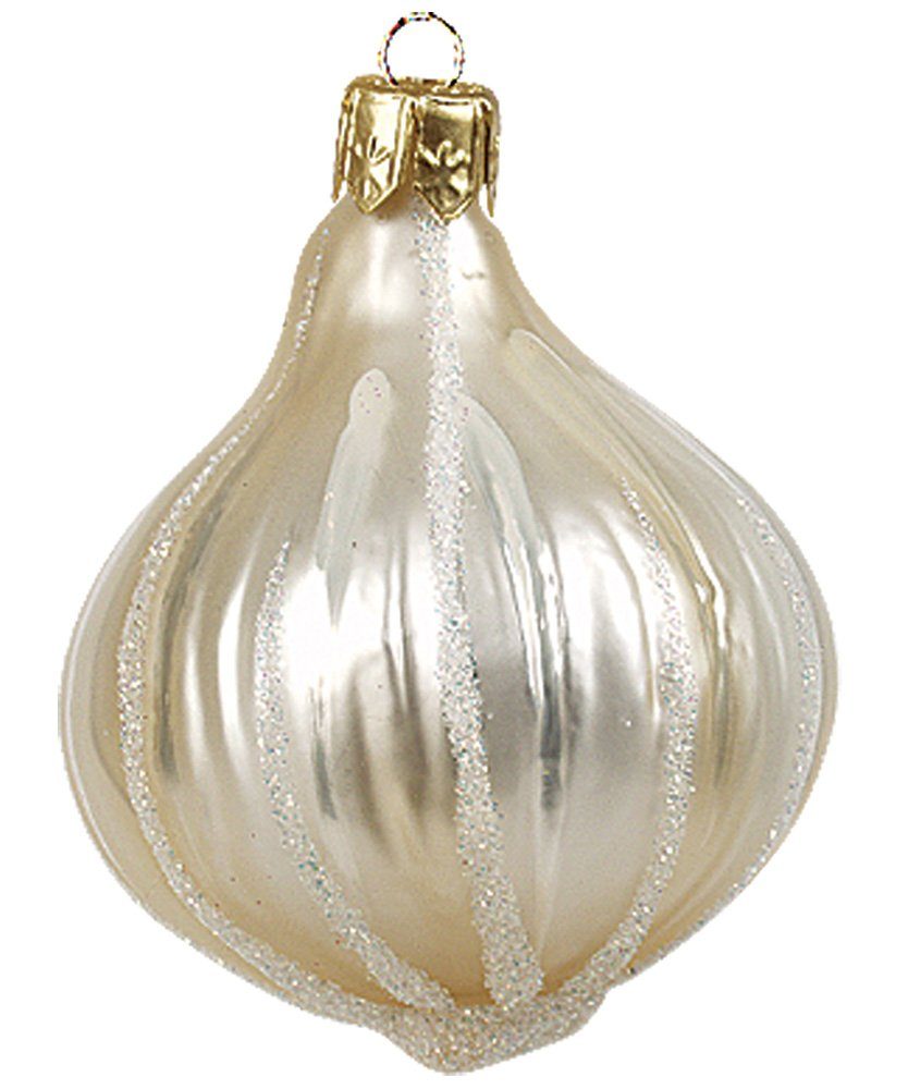 IMPULS Christbaumschmuck, Christbaumschmuck 4cm creme Glas Knoblauch