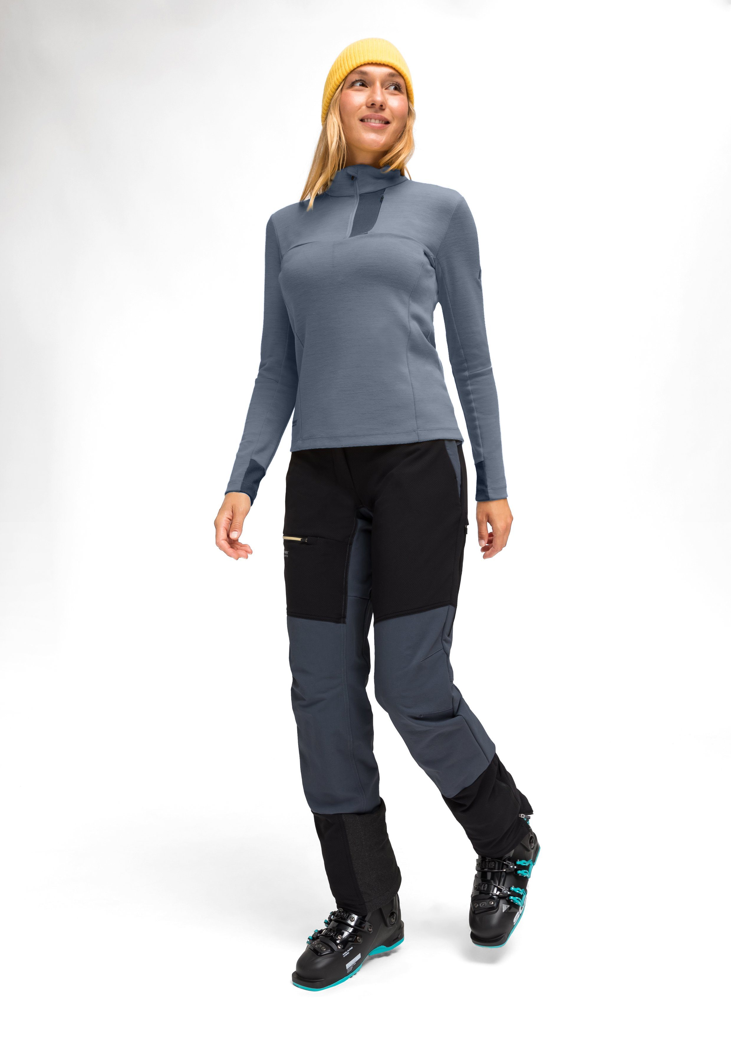 Skutvik W hohe Damen, Funktionsshirt funktionaler Midlayer Maier Sports für HZ graublau Atmungsaktivität