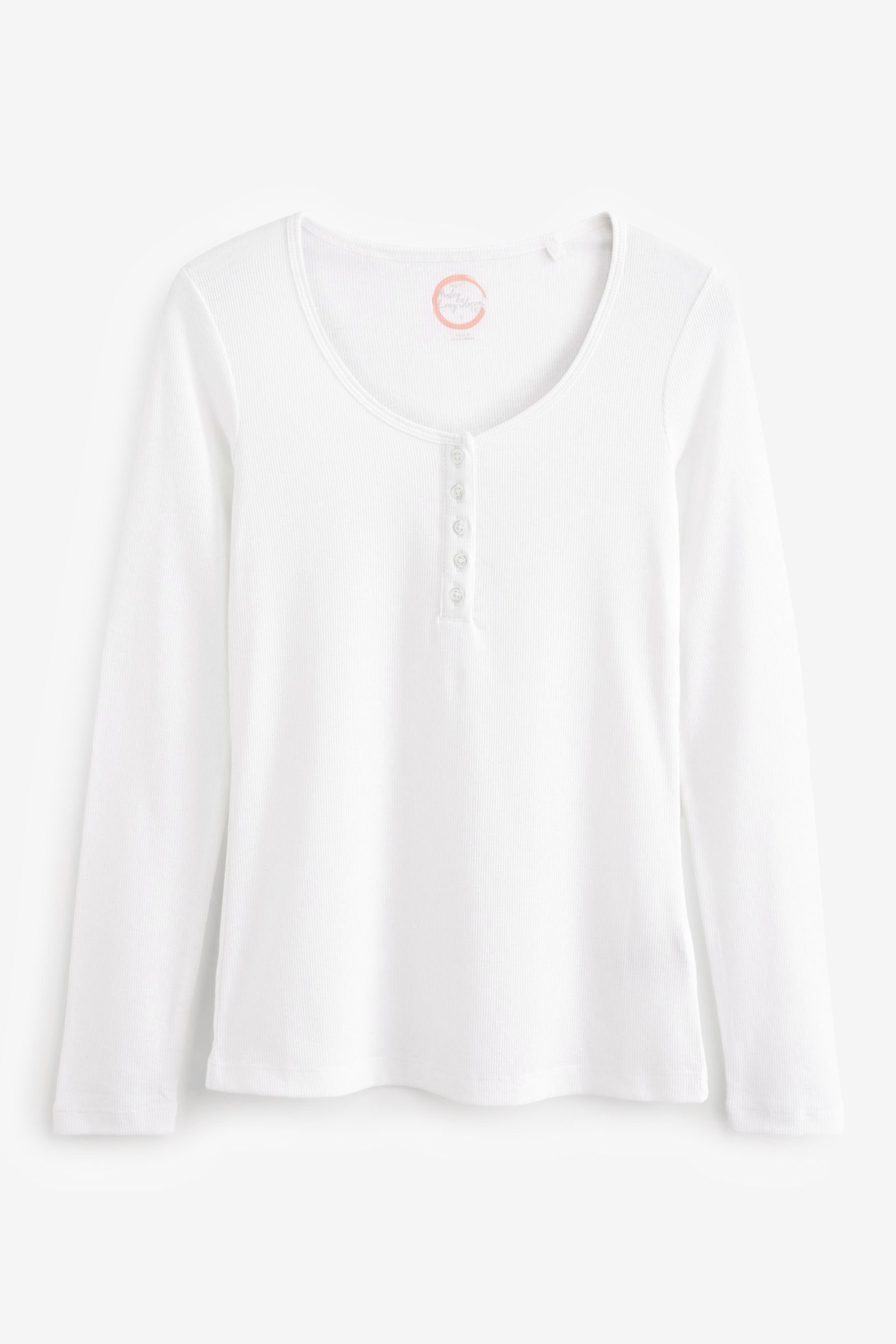 Next Langarmshirt Geripptes Henley-Shirt (1-tlg) White