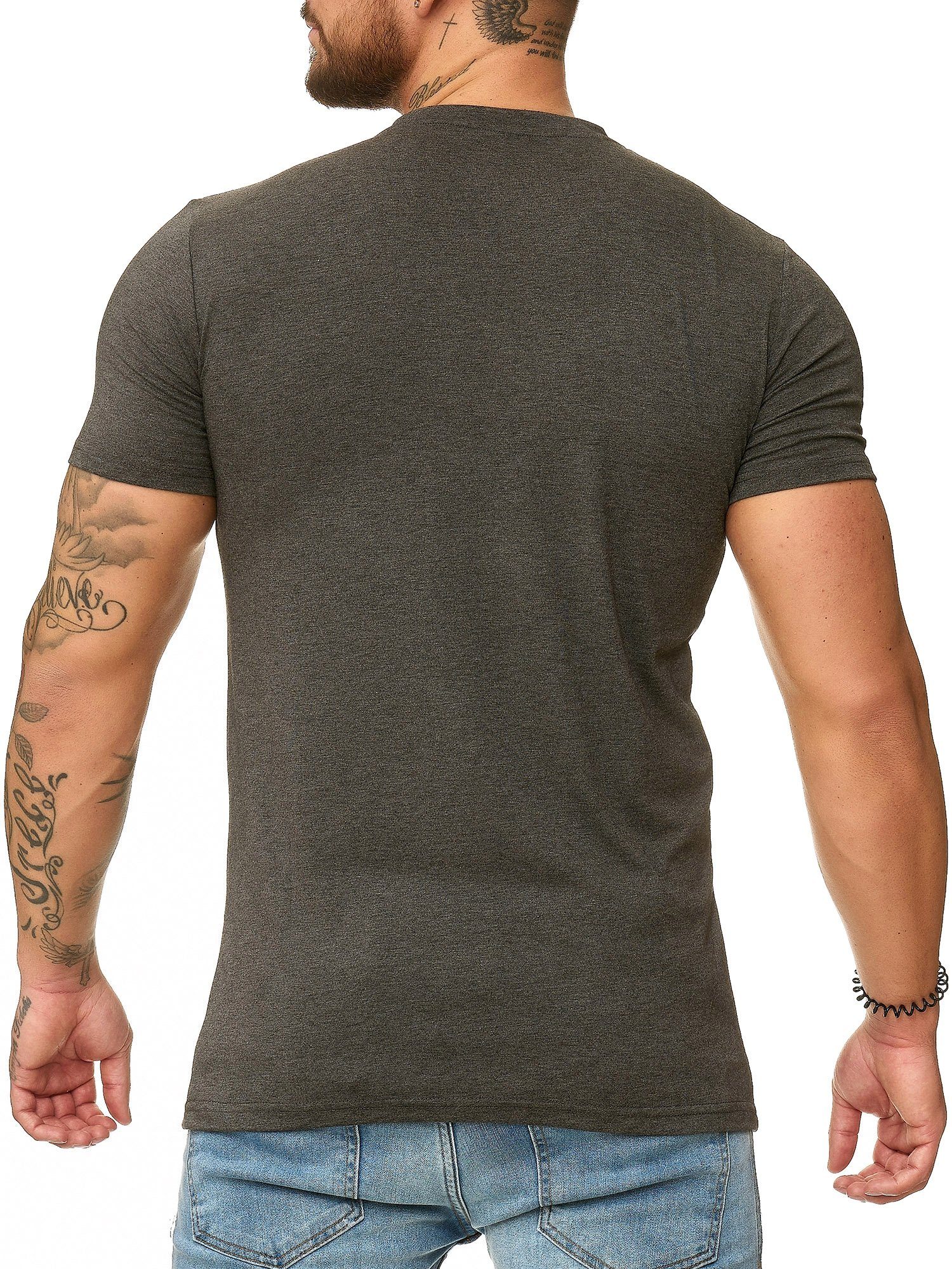 (Shirt Kurzarmshirt T-Shirt 1309C Polo Fitness Antrazit 1-tlg) Tee, Freizeit Casual OneRedox