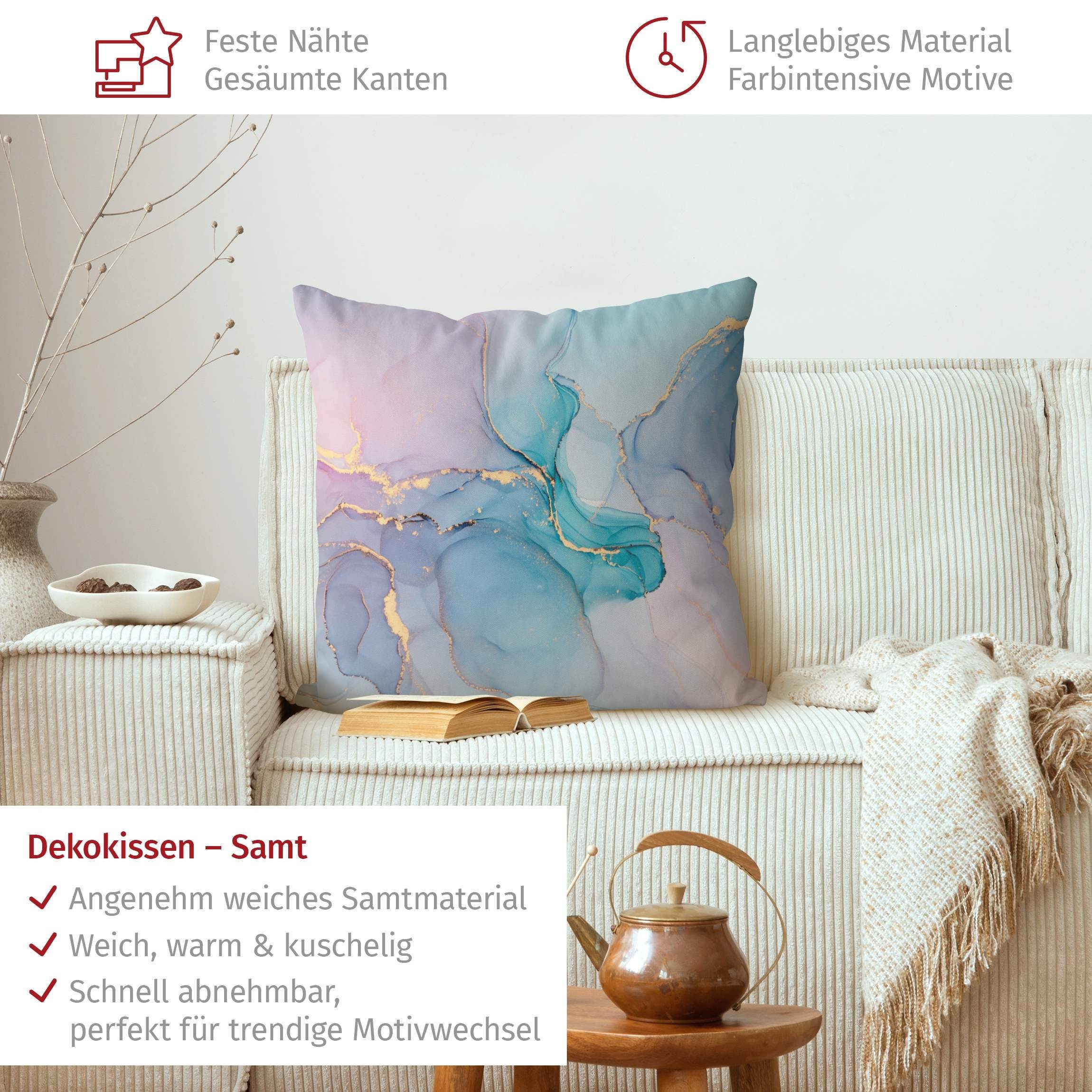 Bilderdepot24 Dekokissen drinnen Kissenhülle/ Sofakissen/ Zierkissen Kissenhülle pastell origin, Bezug Aquarell mit / ohne Füllung Zierkissen Outdoor Sofa Bett