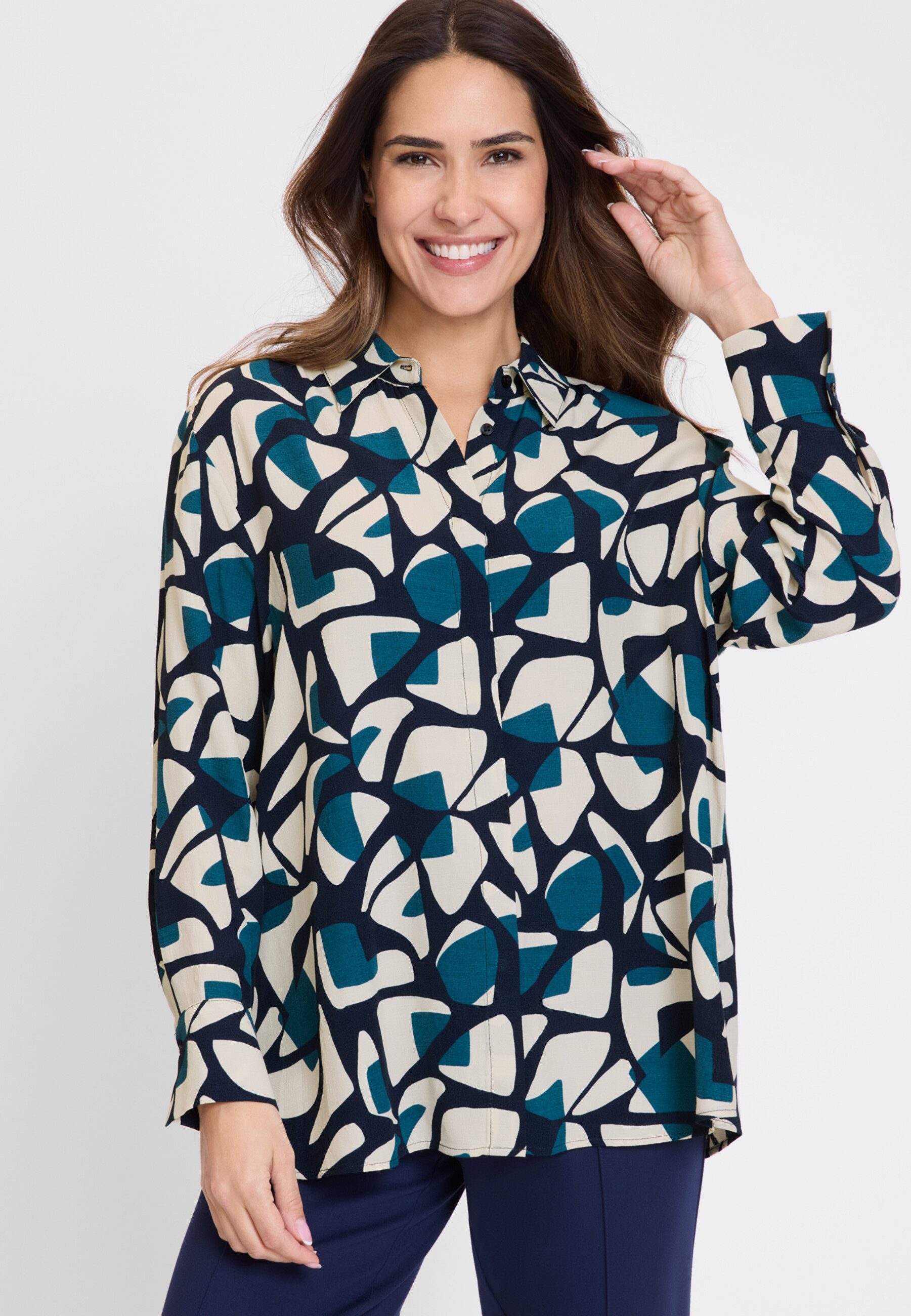 Olsen Hemdbluse Bluse mit grafischem Allover-Print