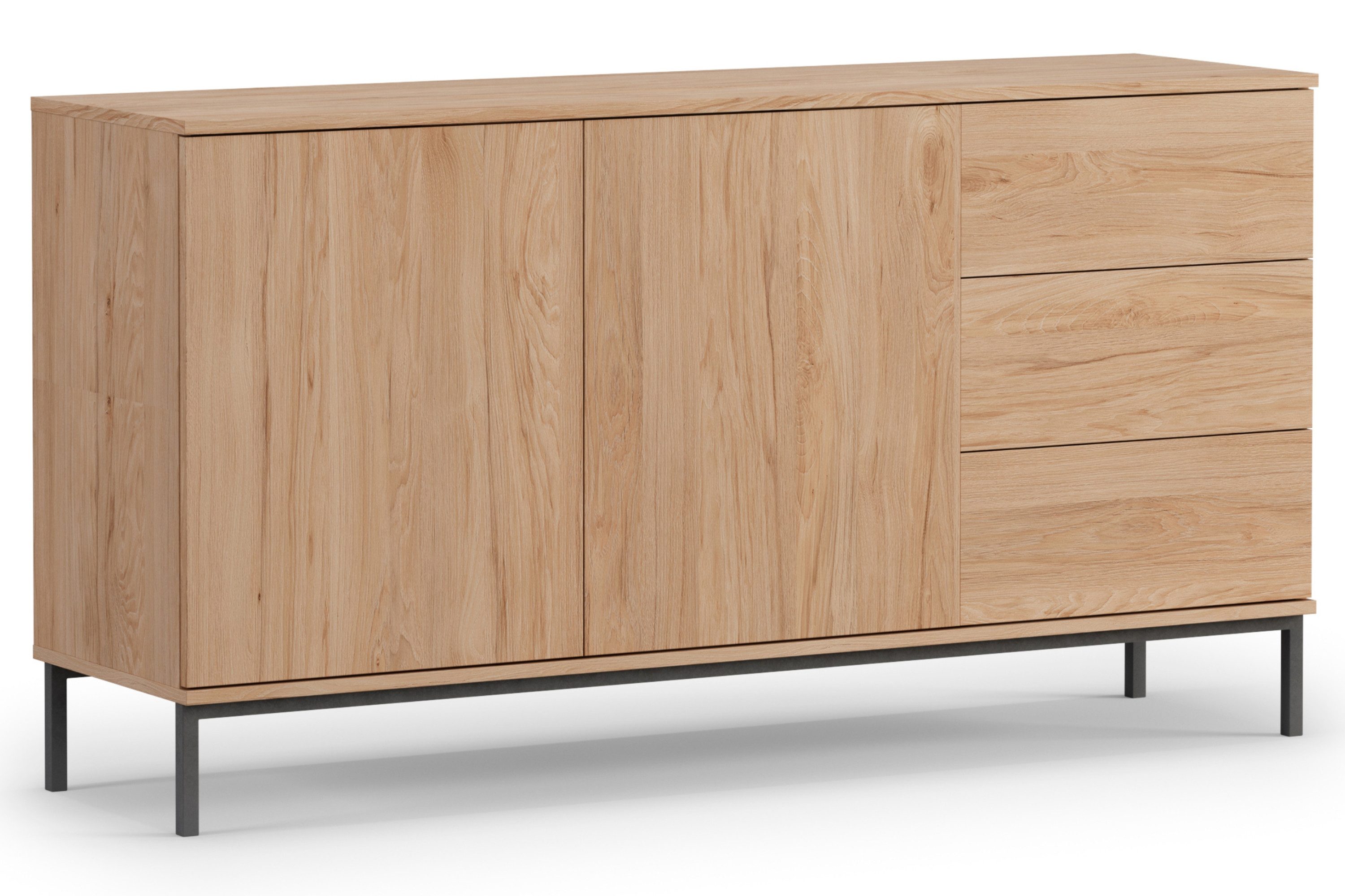 KONSIMO® Kommode ERISTI Sideboards, Kombikommode, hergestellt in der EU, Push-to-Open, grifflose, Metallfüße, mit Türen und Schubladen