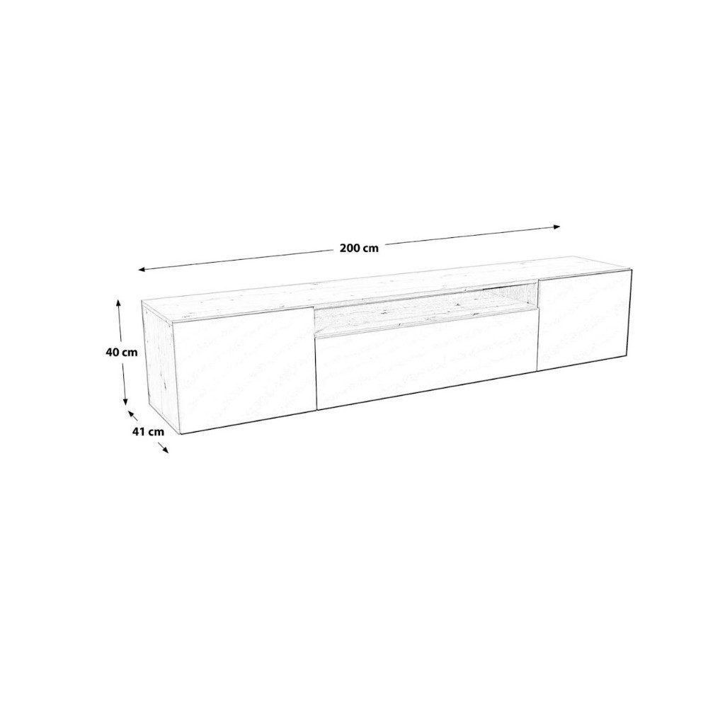 Masseno Lowboard MIVO 200 cm TV-Schrank mit 3 Türen Weiß