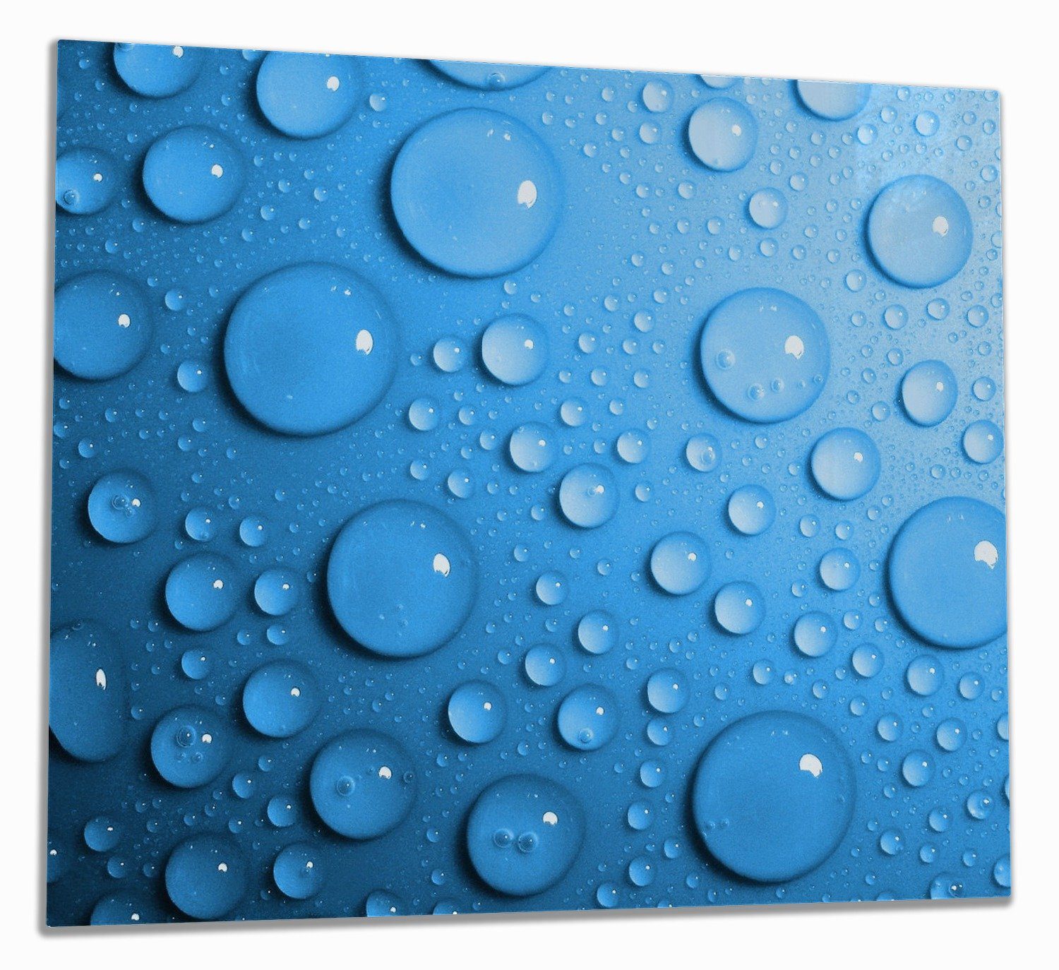Wallario Herd-Abdeckplatte Wassertropfen auf Blau, ESG-Sicherheitsglas, (Glasplatte, 1 tlg., inkl. 5mm Noppen), verschiedene Größen