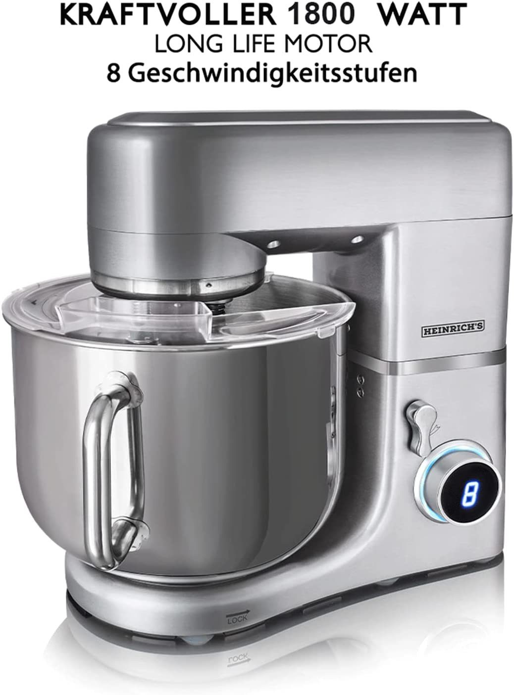 Heinrich´s Küchenmaschine, 1800 W, 11,00 l Schüssel, Knetmaschine Teigmaschine Teigknetmaschine Rührmaschine