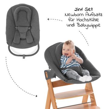 Hauck Hochstuhl Alpha Plus Move Natur Newborn Set (5 St), Babystuhl ab Geburt inkl. Aufsatz für Neugeborene, Tisch, Sitzauflage