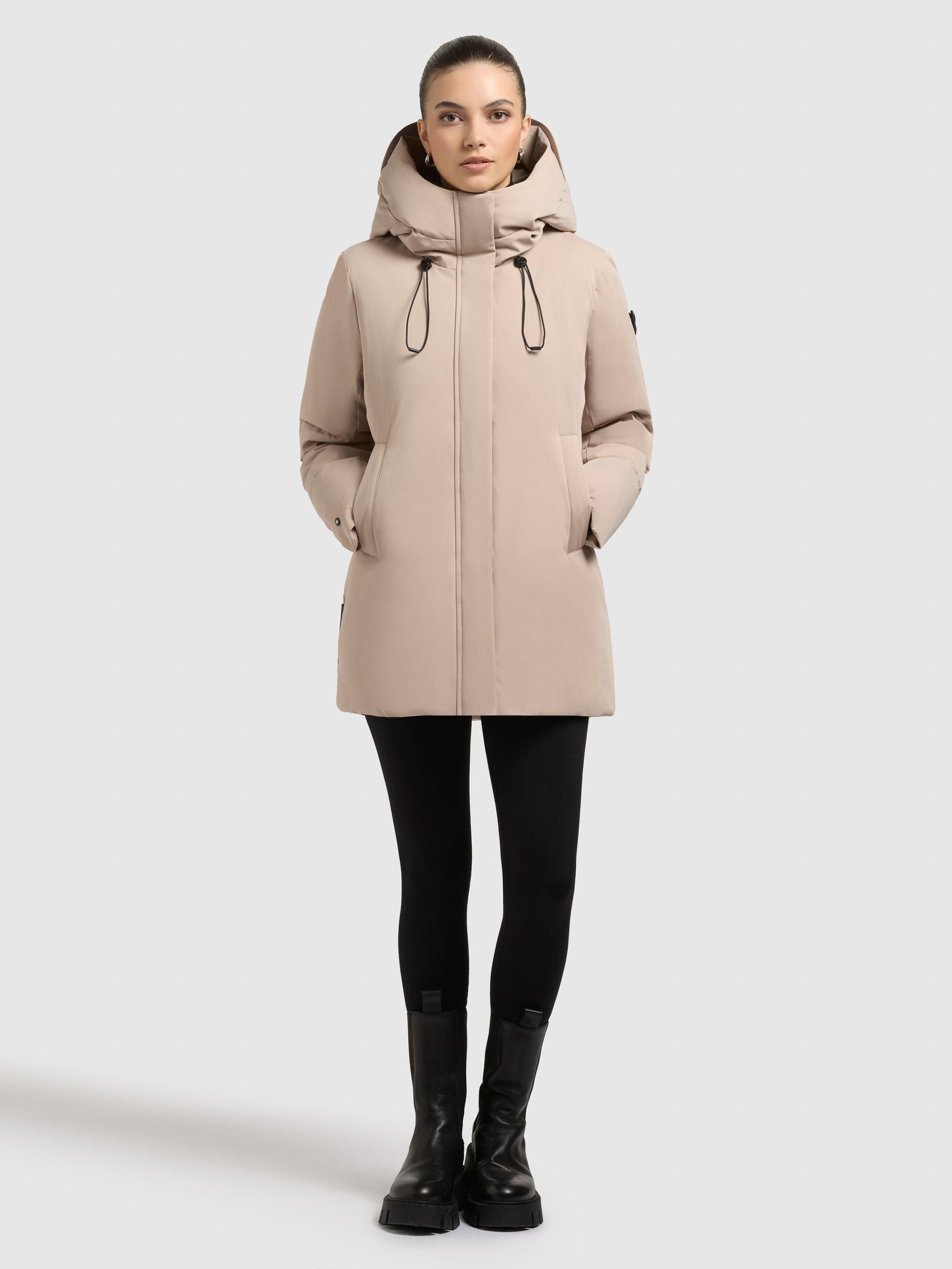 khujo Kurzmantel Allap Warmer Damen Mantel mit innenliegenden Rucksack-Trägern