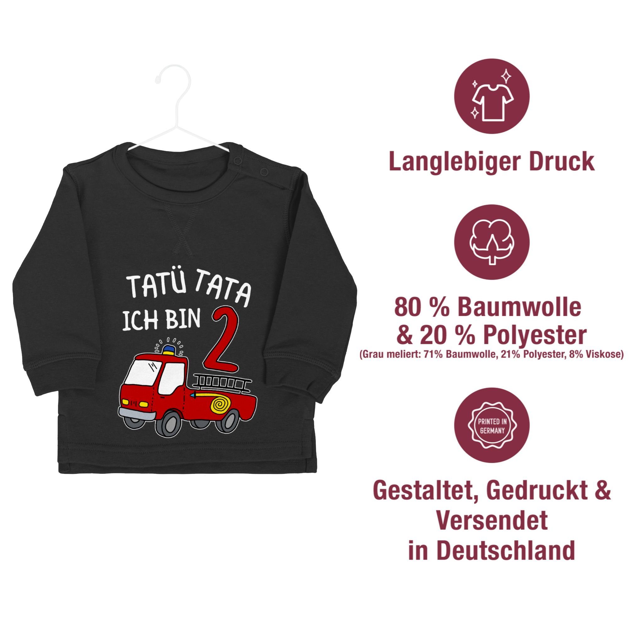 Shirtracer Sweatshirt Tatü Tata Ich 2 bin 2. zwei Schwarz Feuerwehrauto Geburtstag