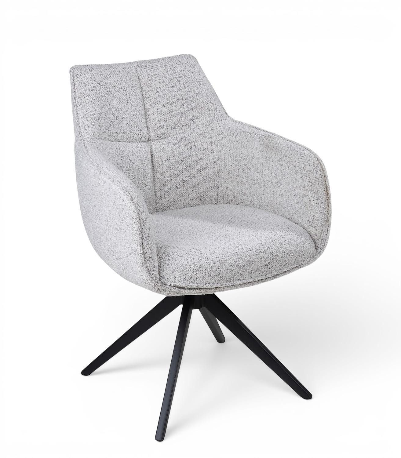 casa NOVA Esszimmerstuhl OLMO, Cremeweiß, Schwarz, Webstoff, Metall, (1 St), 360 Grad drehbar mit Rückholfunktion, B 61 x H 89 x T 63 cm