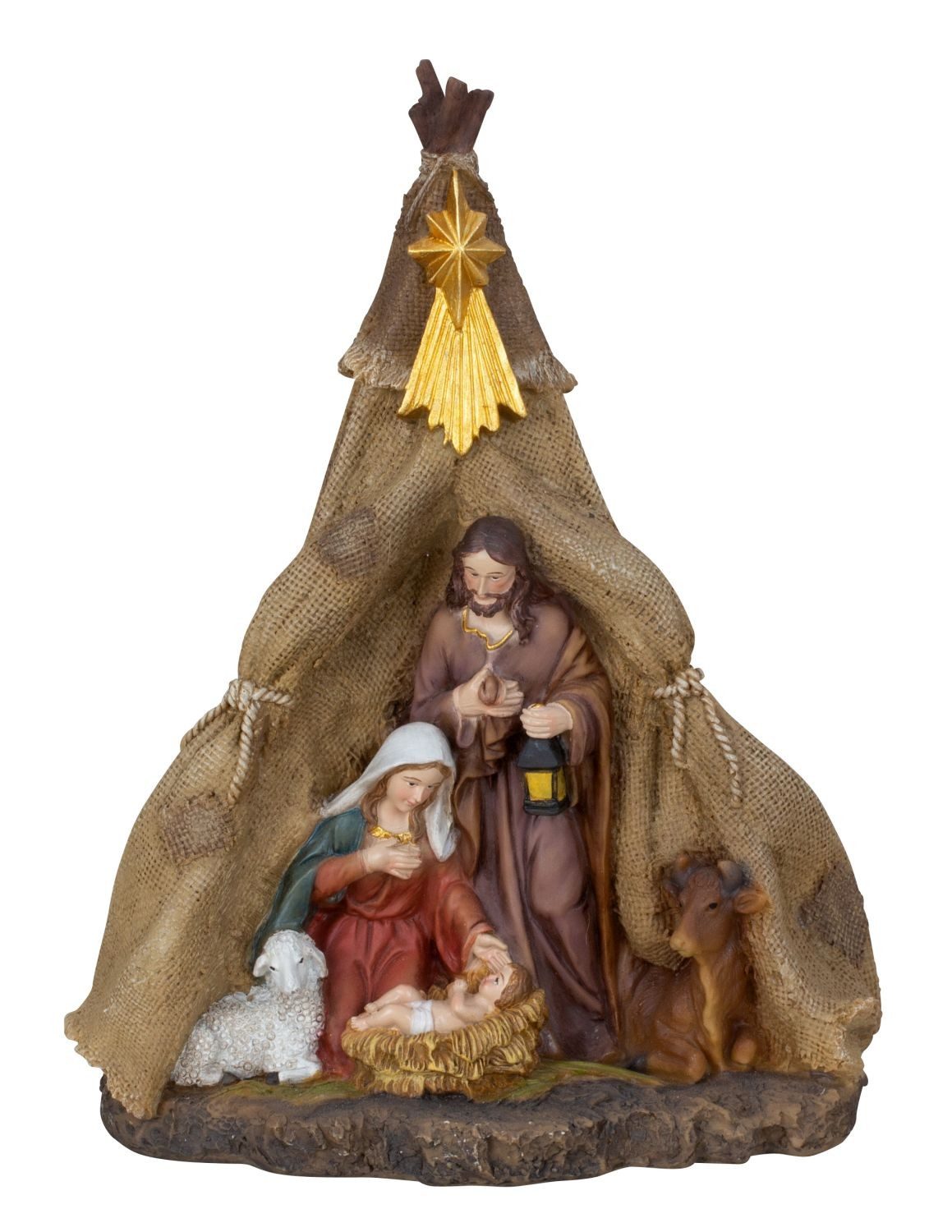 LB H&F Lilienburg Krippenfigur Krippe Weihnachtskrippe Heilige Familie Josef Maria Dekokrippe (Set, Weihnachtskrippen-Figuren SET Tiere Stern Weihnachtspyramide modern), Weihnachtsdeko Tischdeko Tischkrippe Krippenfiguren Stall Esel