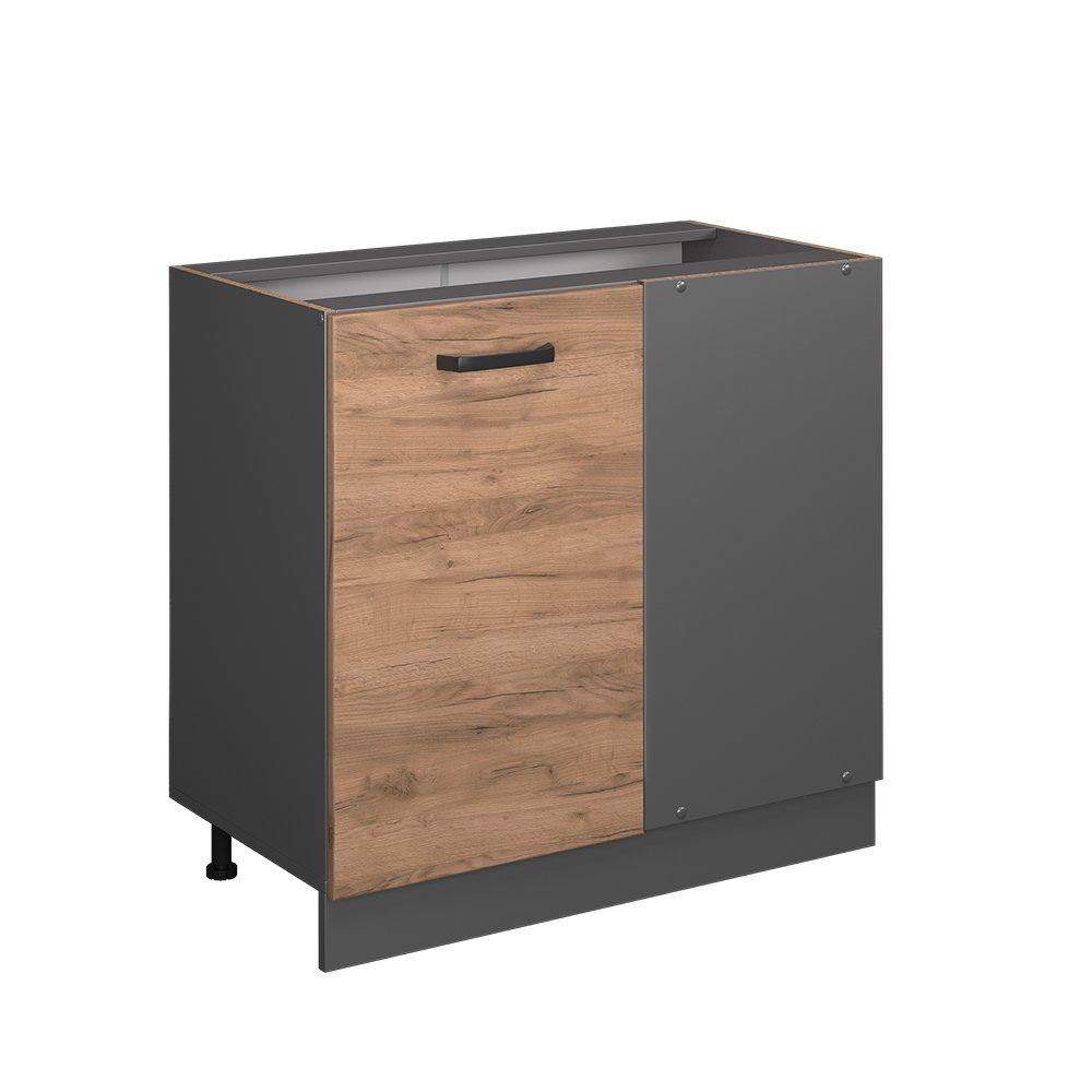 Vicco Eckunterschrank R-Line, Goldkraft Eiche/Anthrazit, 86 cm ohne Arbeitsplatte (1-St)