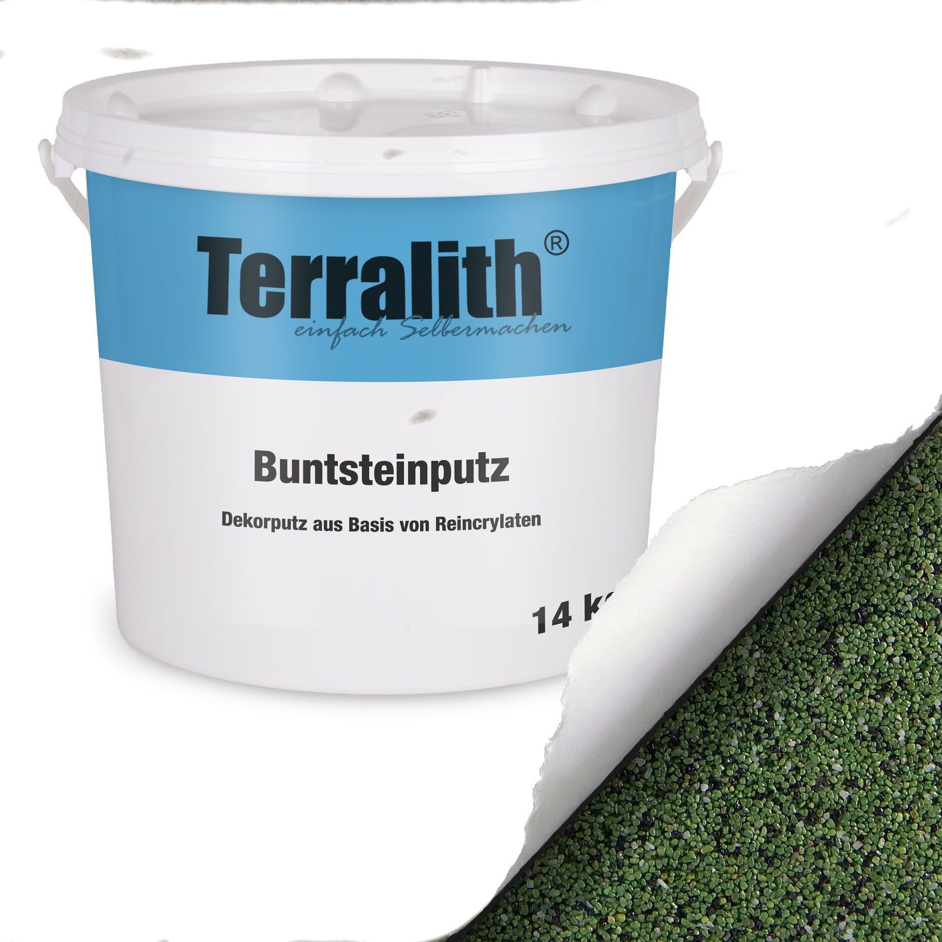 Terralith® Kunstharzputz Buntsteinputz Mosaikputz 2mm -14 kg- BSP35 (Eimer, Verarbeitungsfertig) Dekorationsputz aus Marmor-Granulat bzw. eingefärbter Körnung