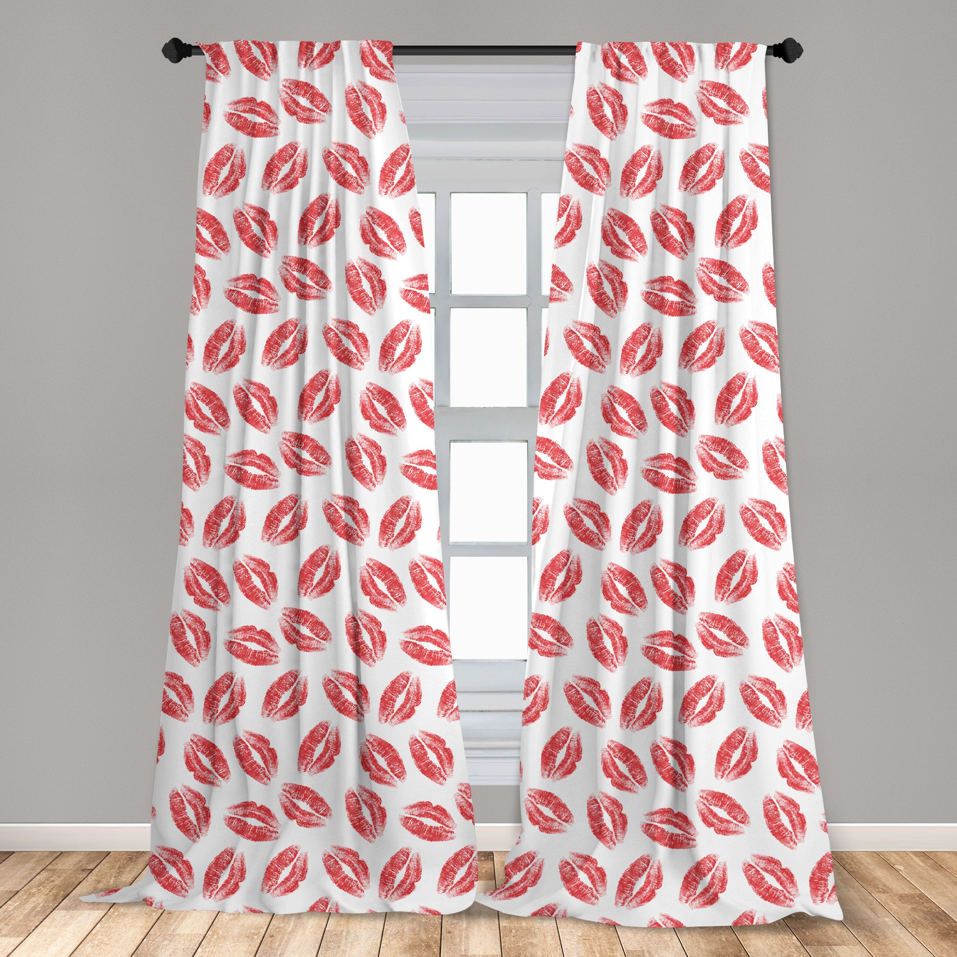 Gardine Vorhang für Wohnzimmer Microfaser, Frau Abakuhaus, drucken Dekor, Lippenstift-Lippen Schlafzimmer küssen