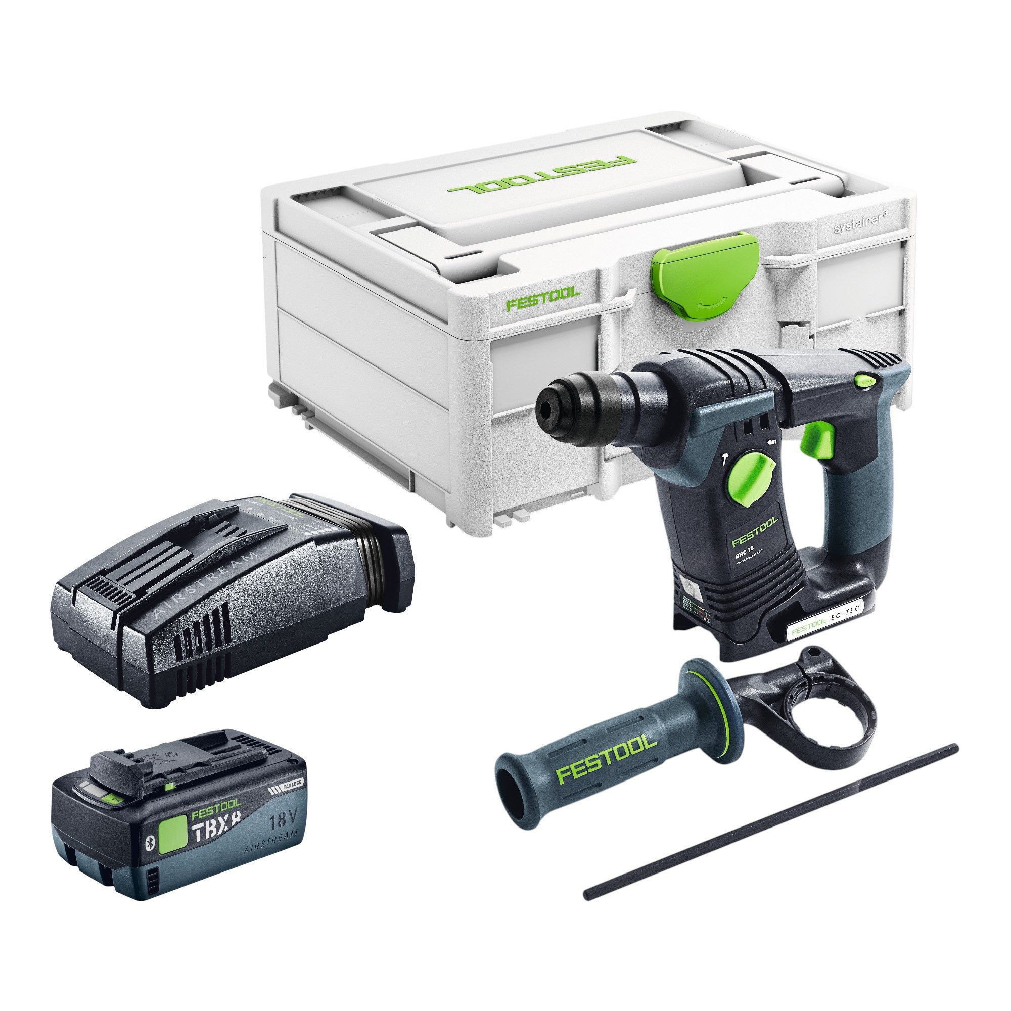 FESTOOL Akku-Bohrhammer BHC 18-Basic 18 V 1,8 J SDS Plus Brushless + 1x Akku 8,0 Ah