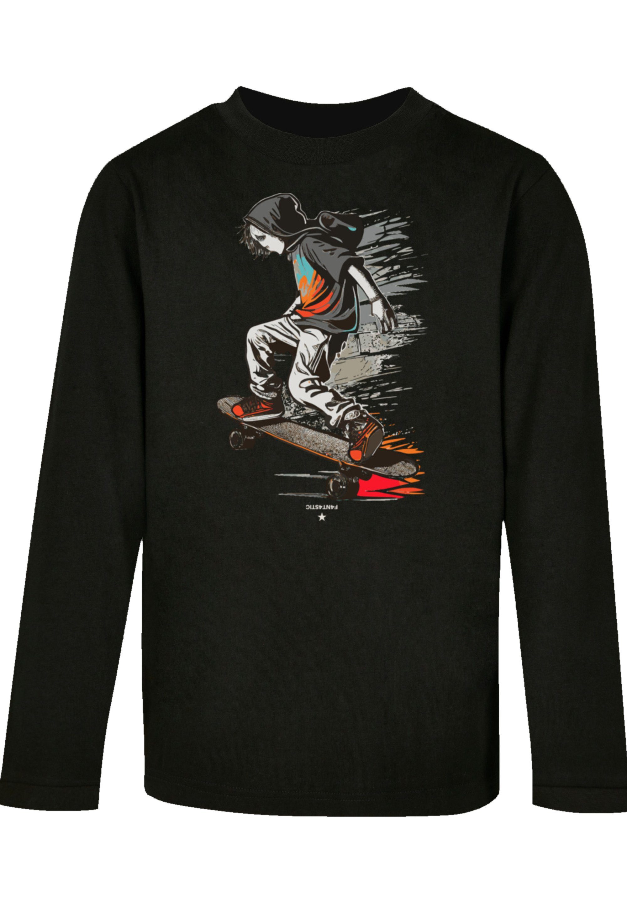 F4NT4STIC T-Shirt Skateboarder Print schwarz