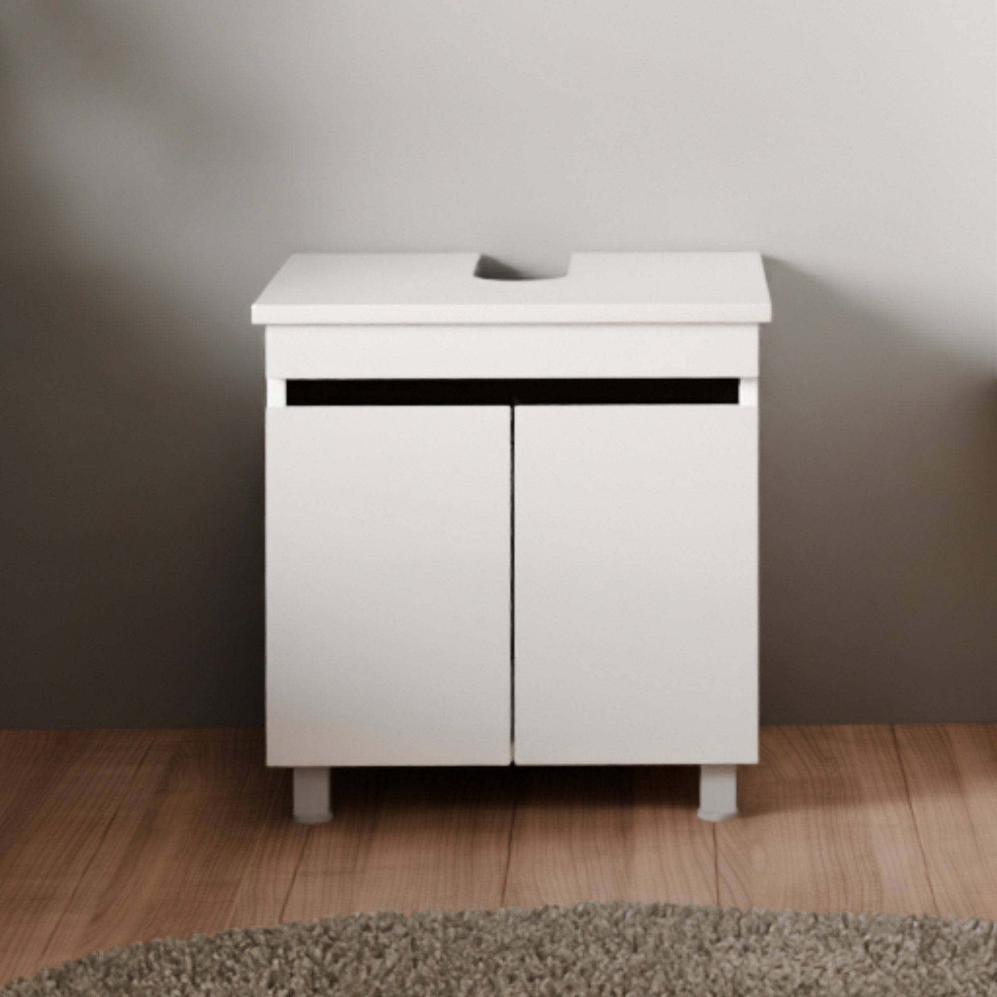 Karen Waschbeckenunterschrank Waschbeckenunterschrank Venus (Stehender Waschtischunterschrank, 2-St., Unterschrank, Konsolenplatte mit Siphonausschnitt, Füße)