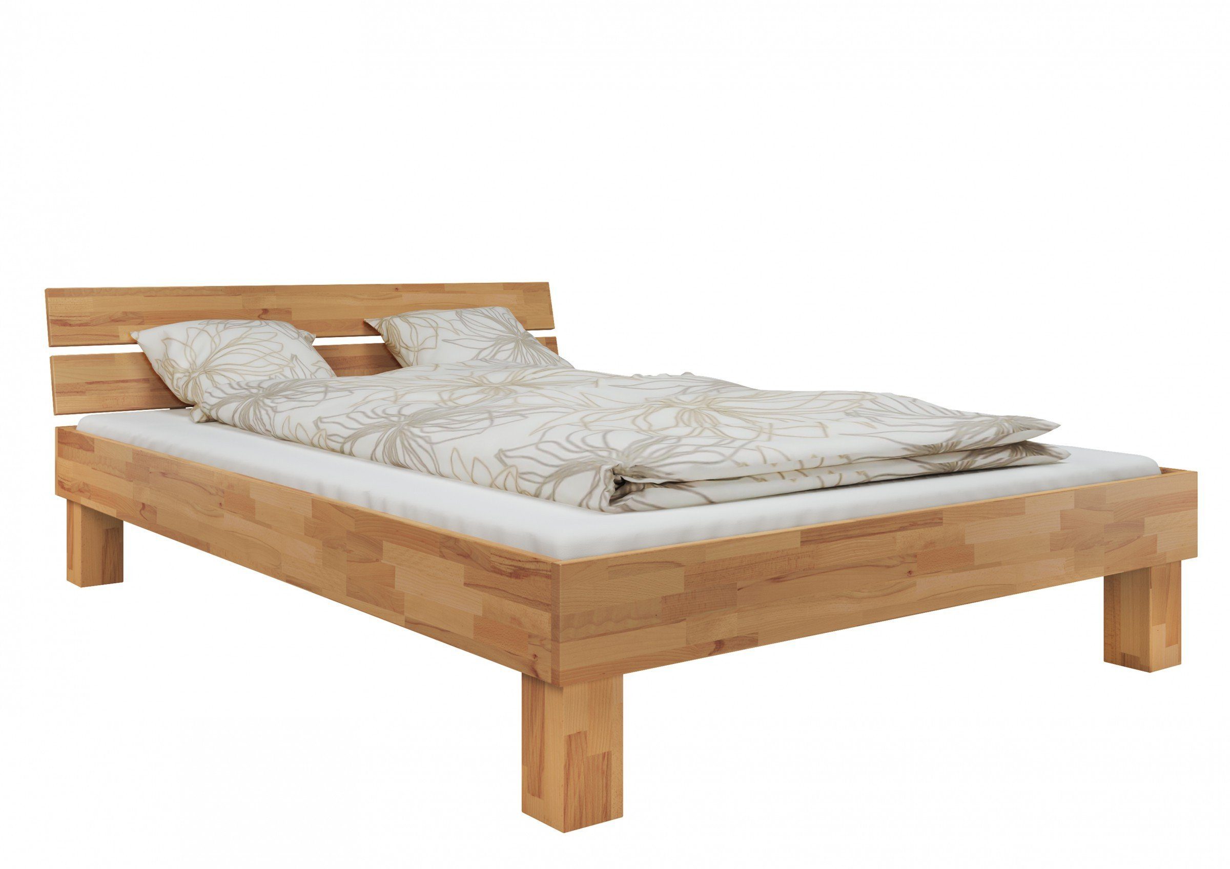 Doppelbett Bett Rollrost, ERST-HOLZ Buchefarblos ohne lackiert 160x200 natur Buche