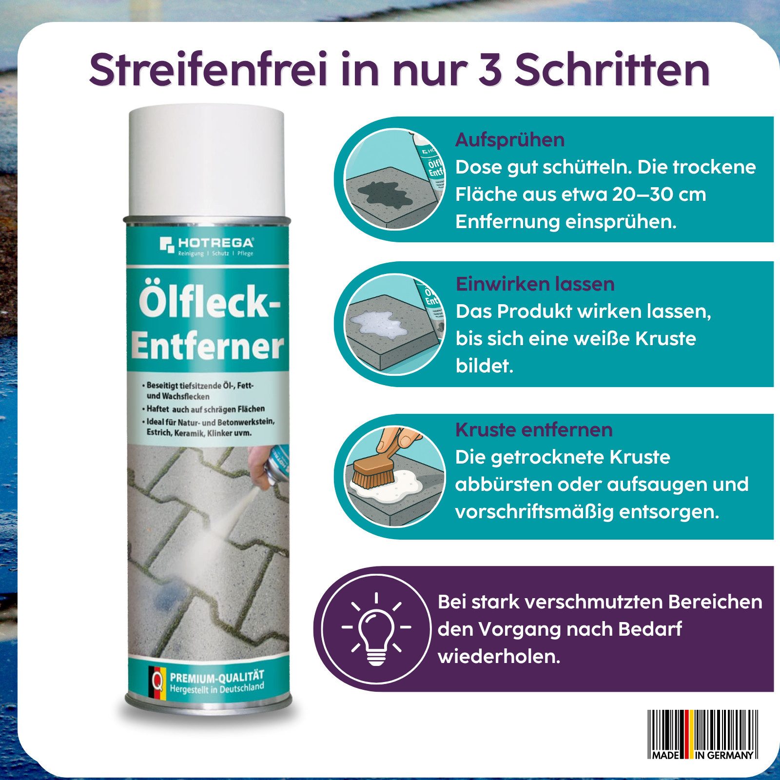 HOTREGA® Ölfleck Entferner Wachsflecken Fette Öl entfernen 500ml Sprühdose Universalreiniger
